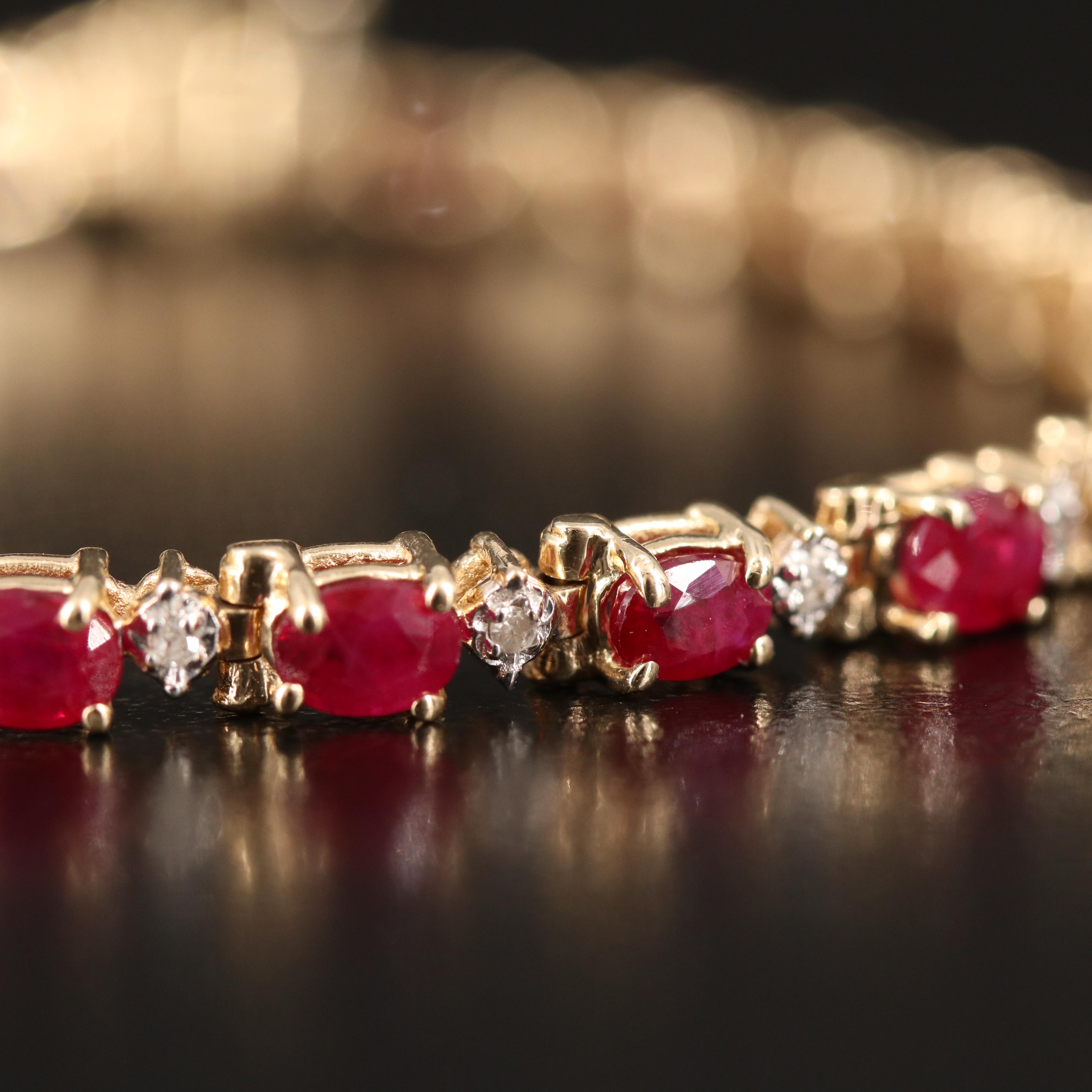 14K Ruby and Diamond Line Bracelet