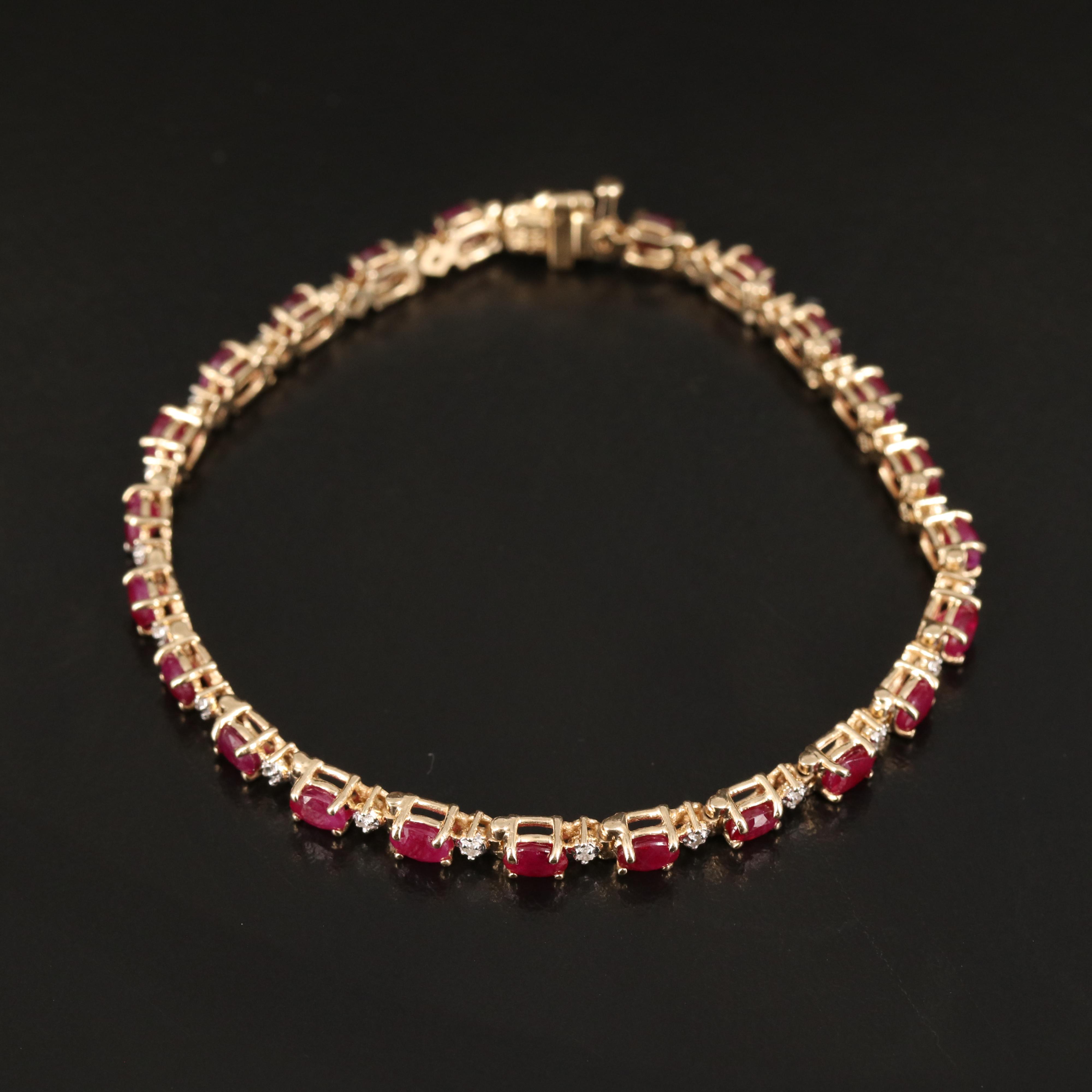 14K Ruby and Diamond Line Bracelet