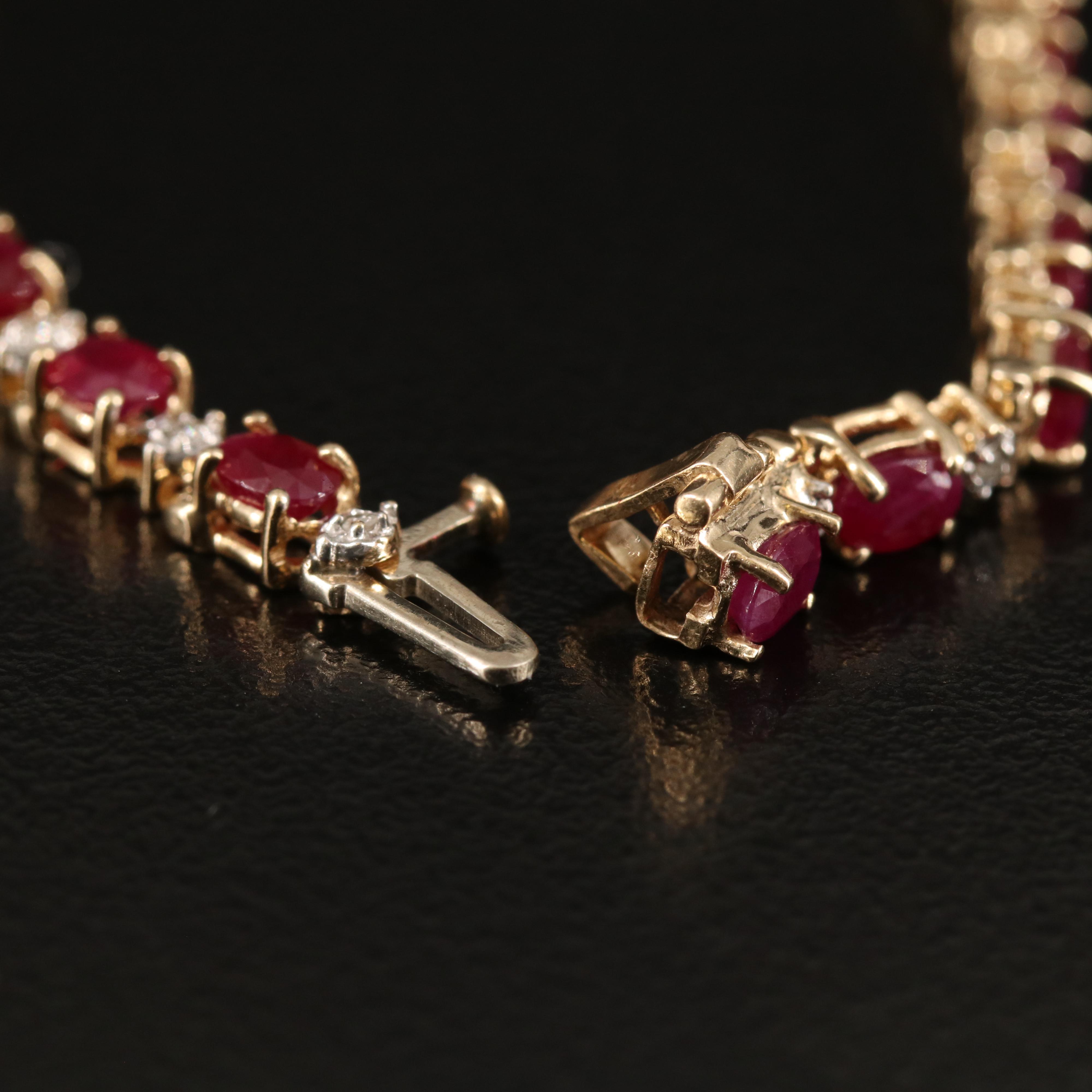 14K Ruby and Diamond Line Bracelet