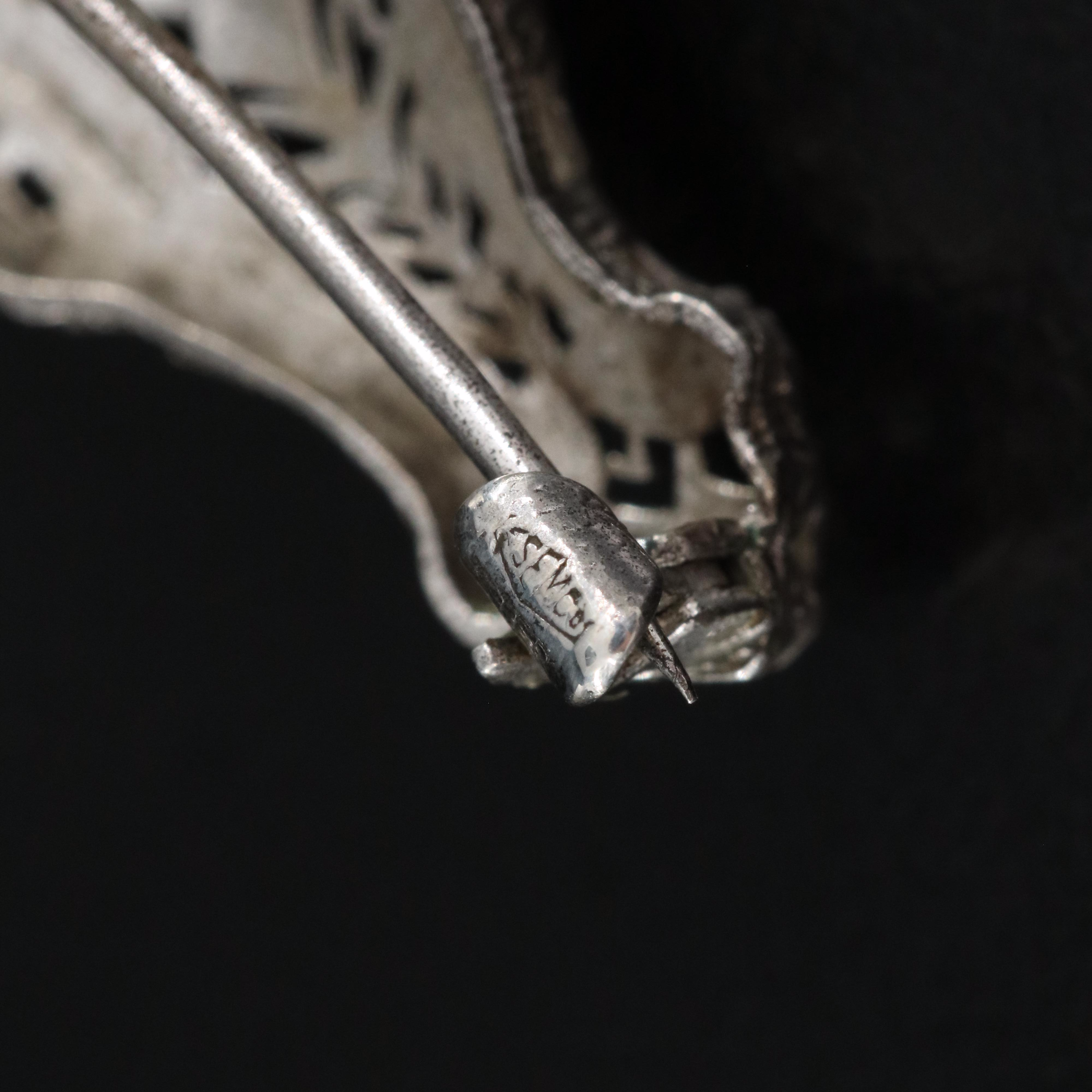 Vintage Sterling Glass Bar Brooch