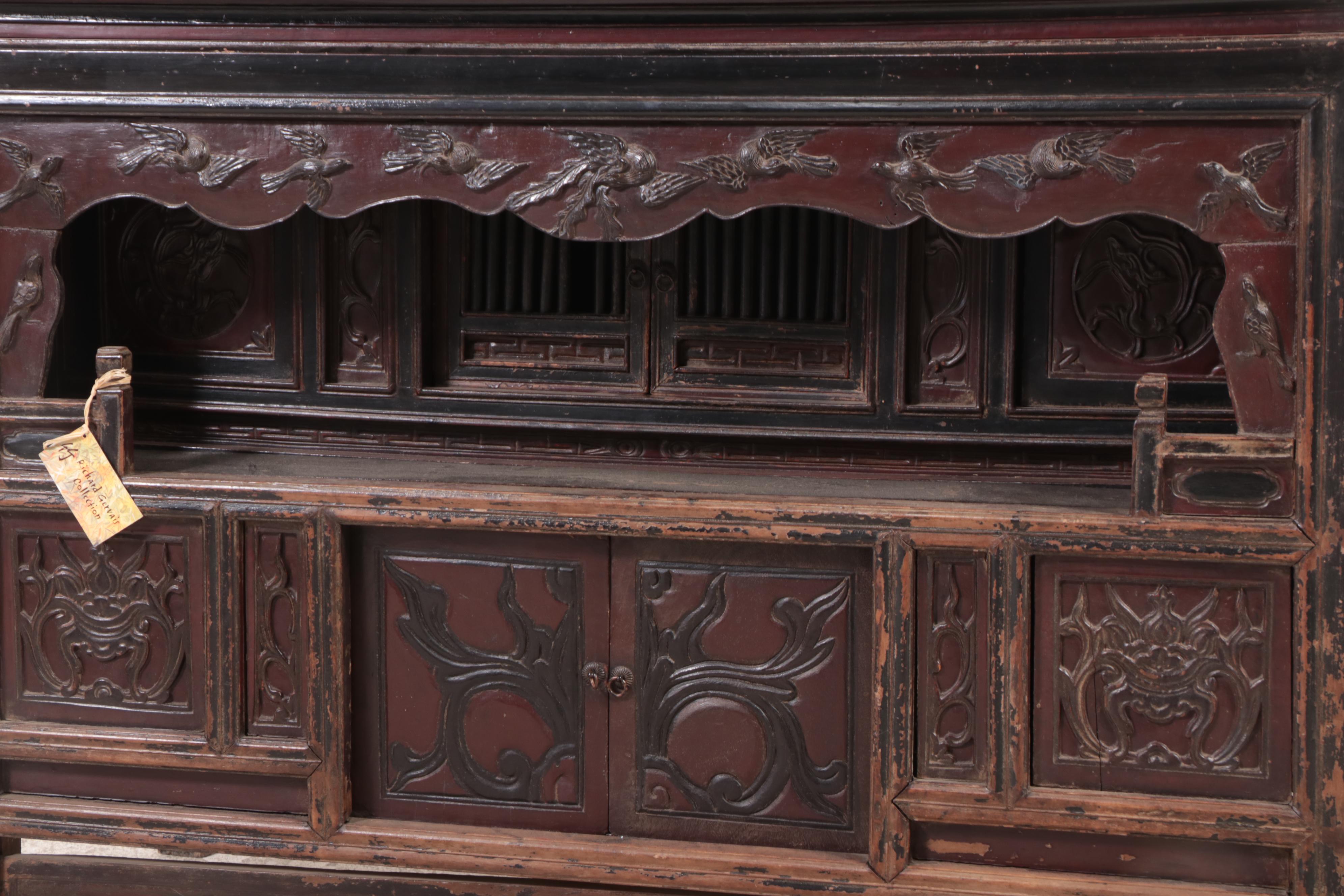 Vietnamese Carved and Lacquered Wood Cabinet, Early to Mid 20th Century