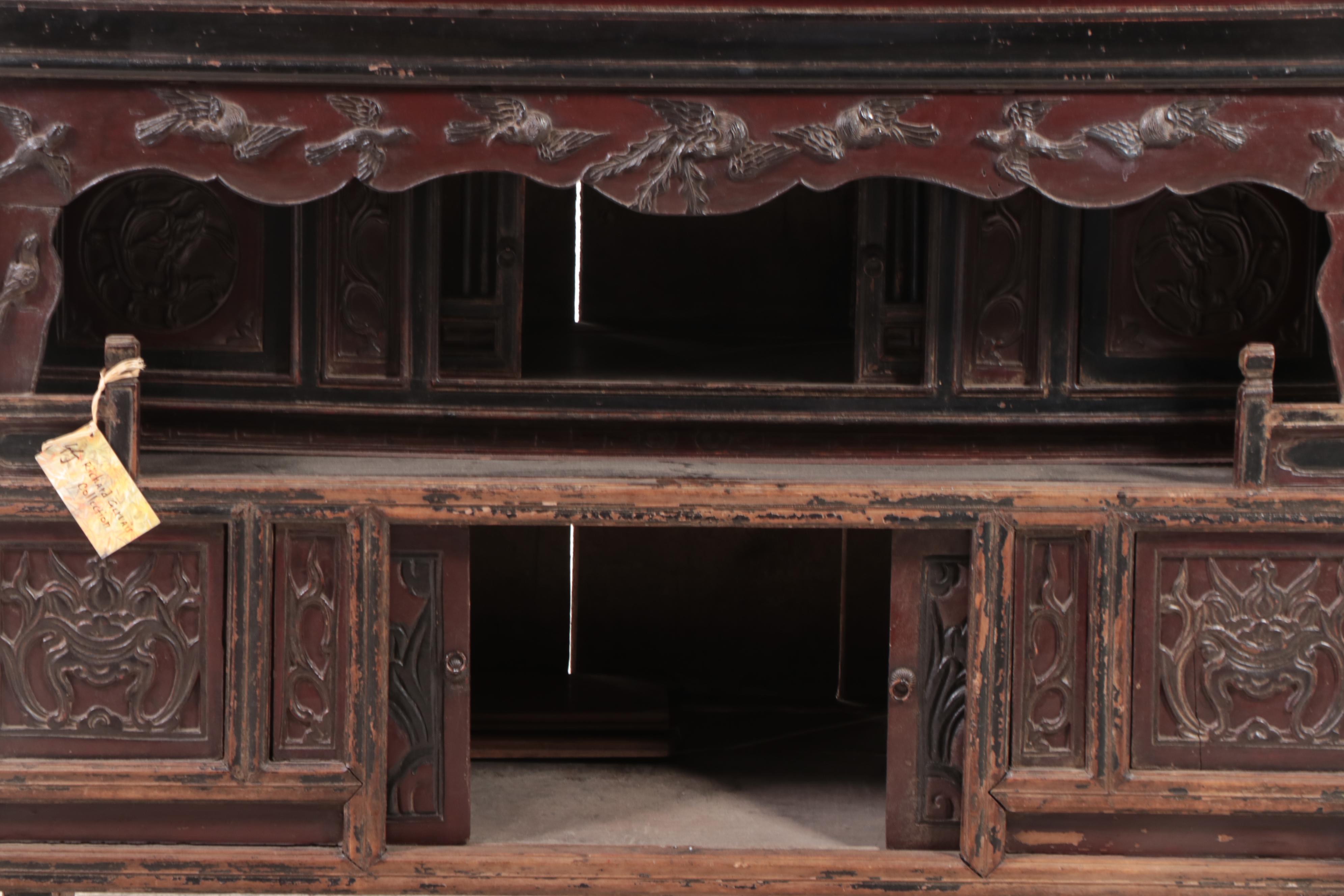 Vietnamese Carved and Lacquered Wood Cabinet, Early to Mid 20th Century
