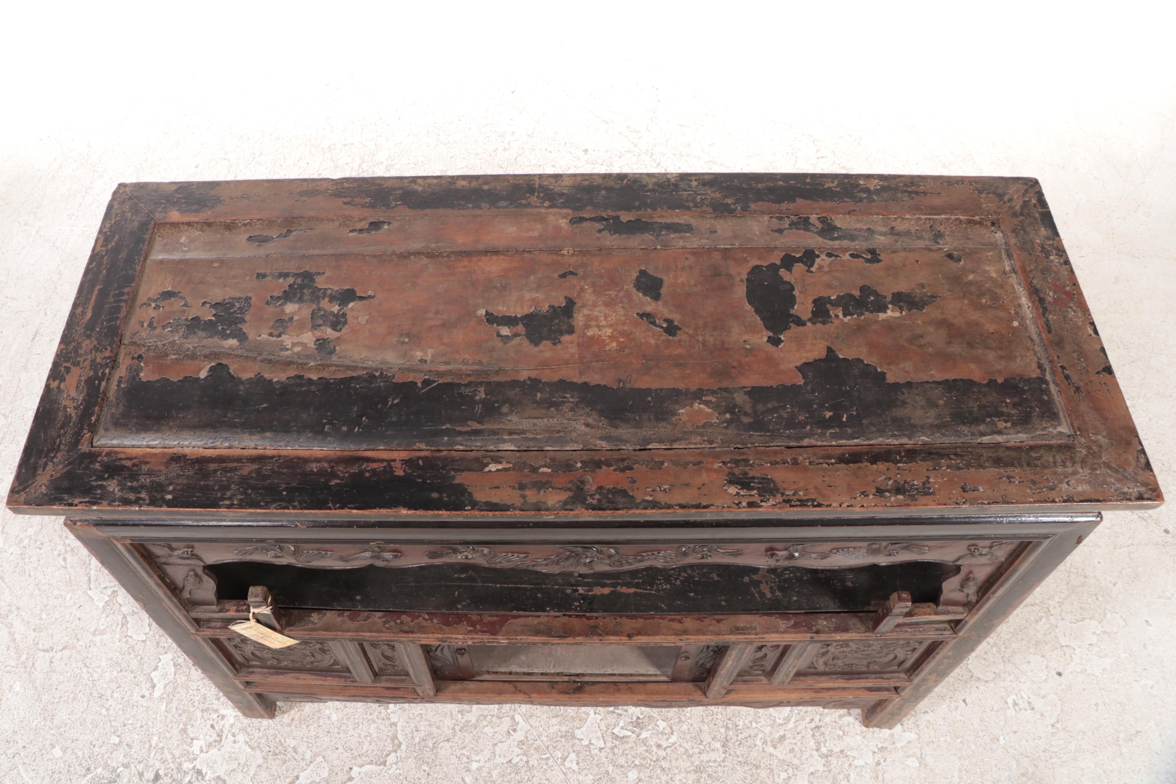 Vietnamese Carved and Lacquered Wood Cabinet, Early to Mid 20th Century