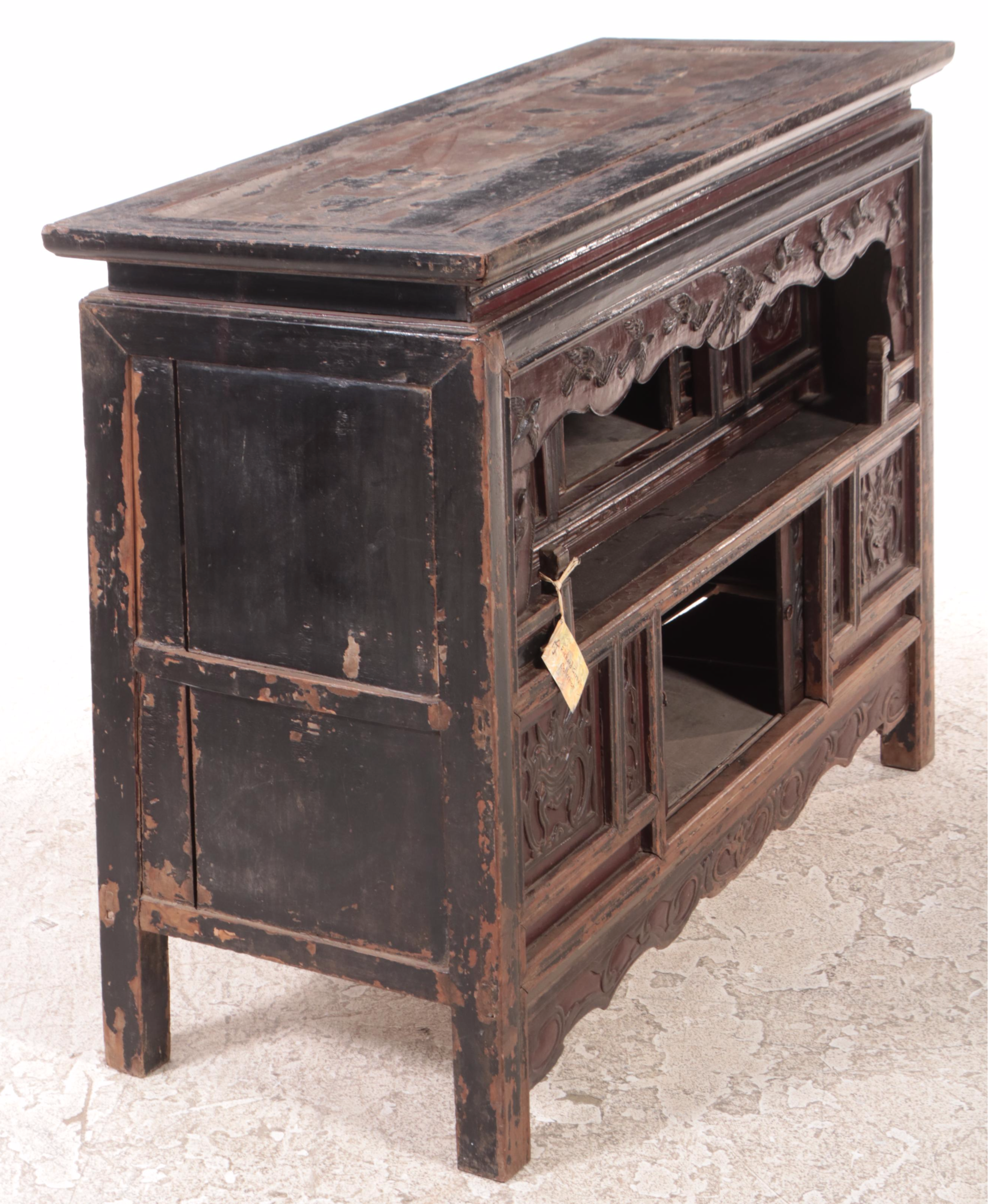 Vietnamese Carved and Lacquered Wood Cabinet, Early to Mid 20th Century