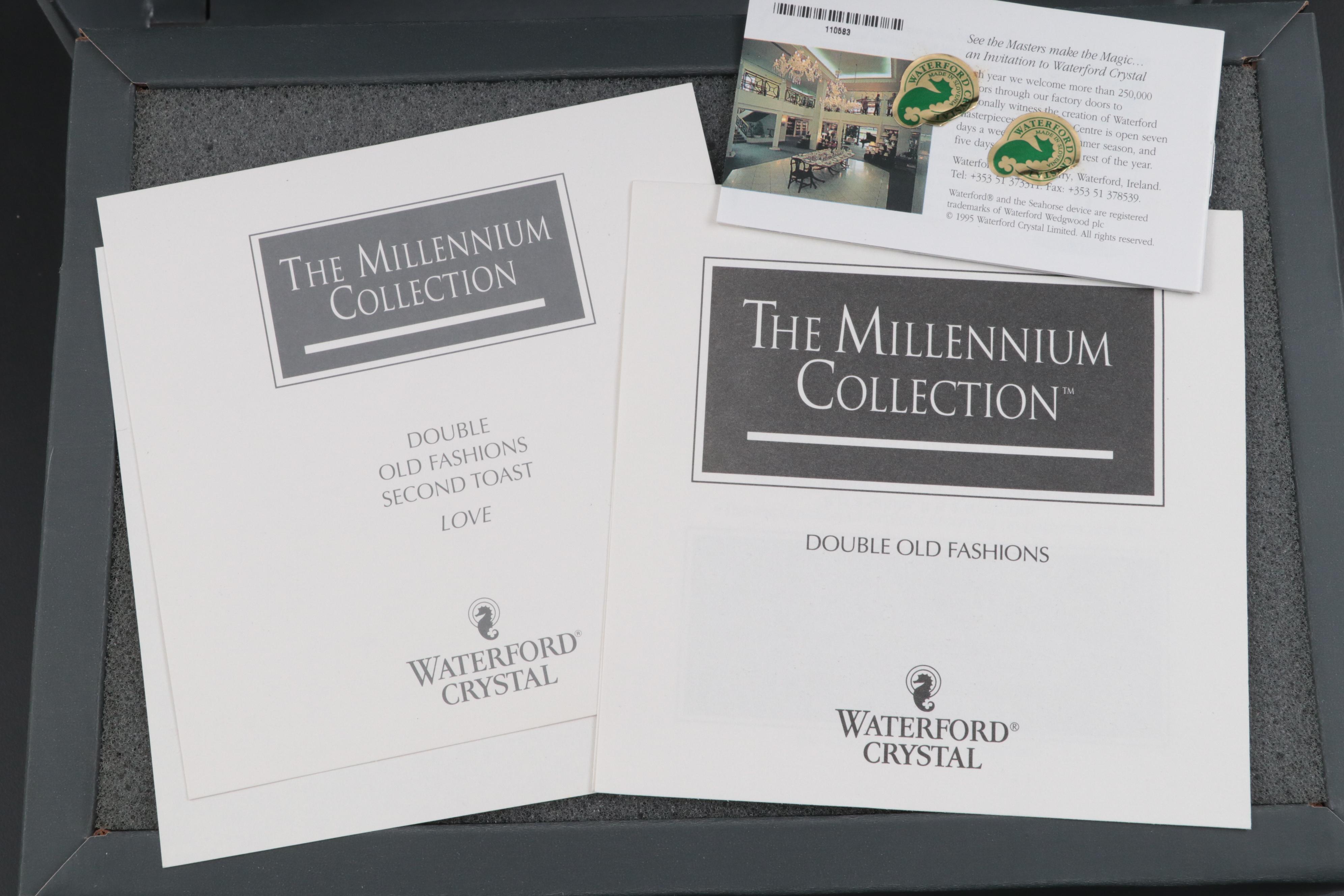 Waterford Crystal The Millennium Collection "Love" Double Old Fashioned Glasses