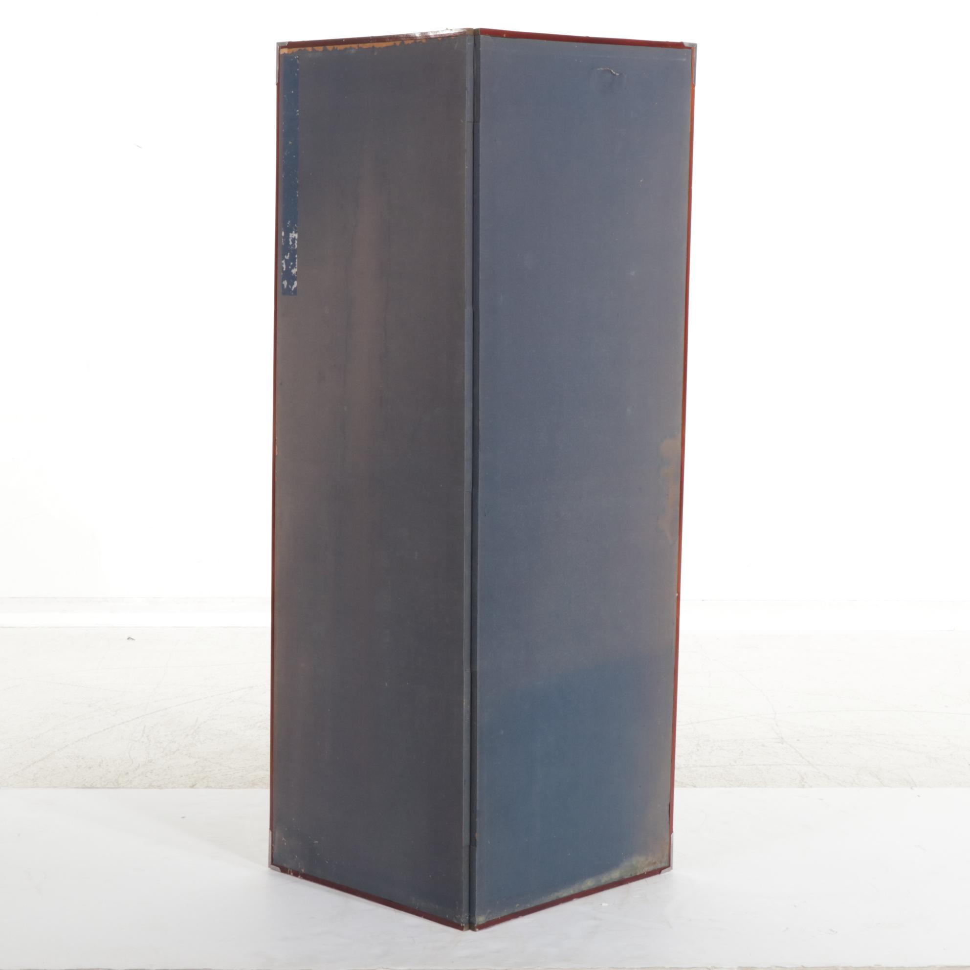 Chinese 2-Panel Screen with Embroidered Floral Panels, Late 20th Century