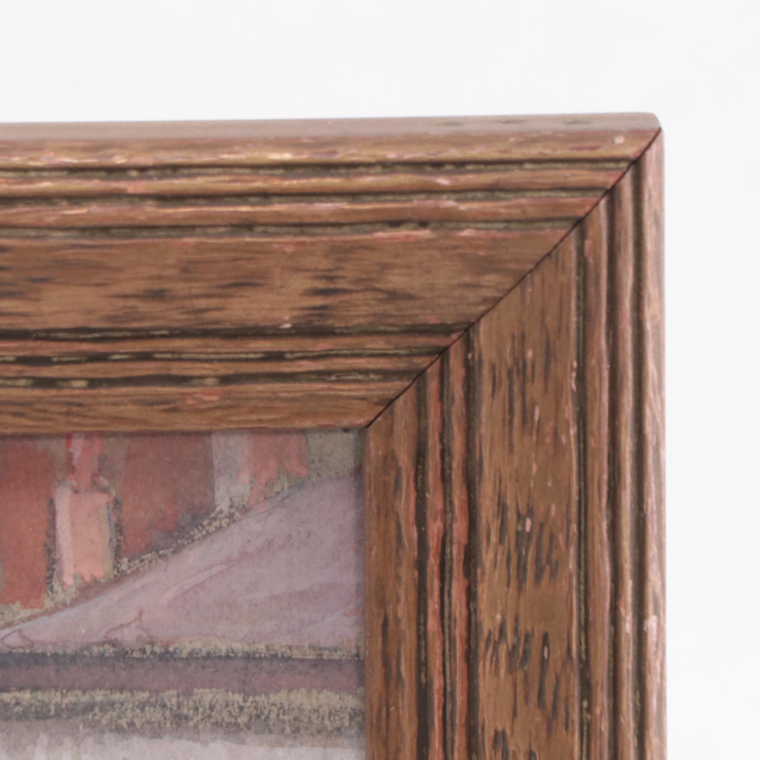 Ida Holterhoff Holloway Gouache Painting of Village Scene With Figures