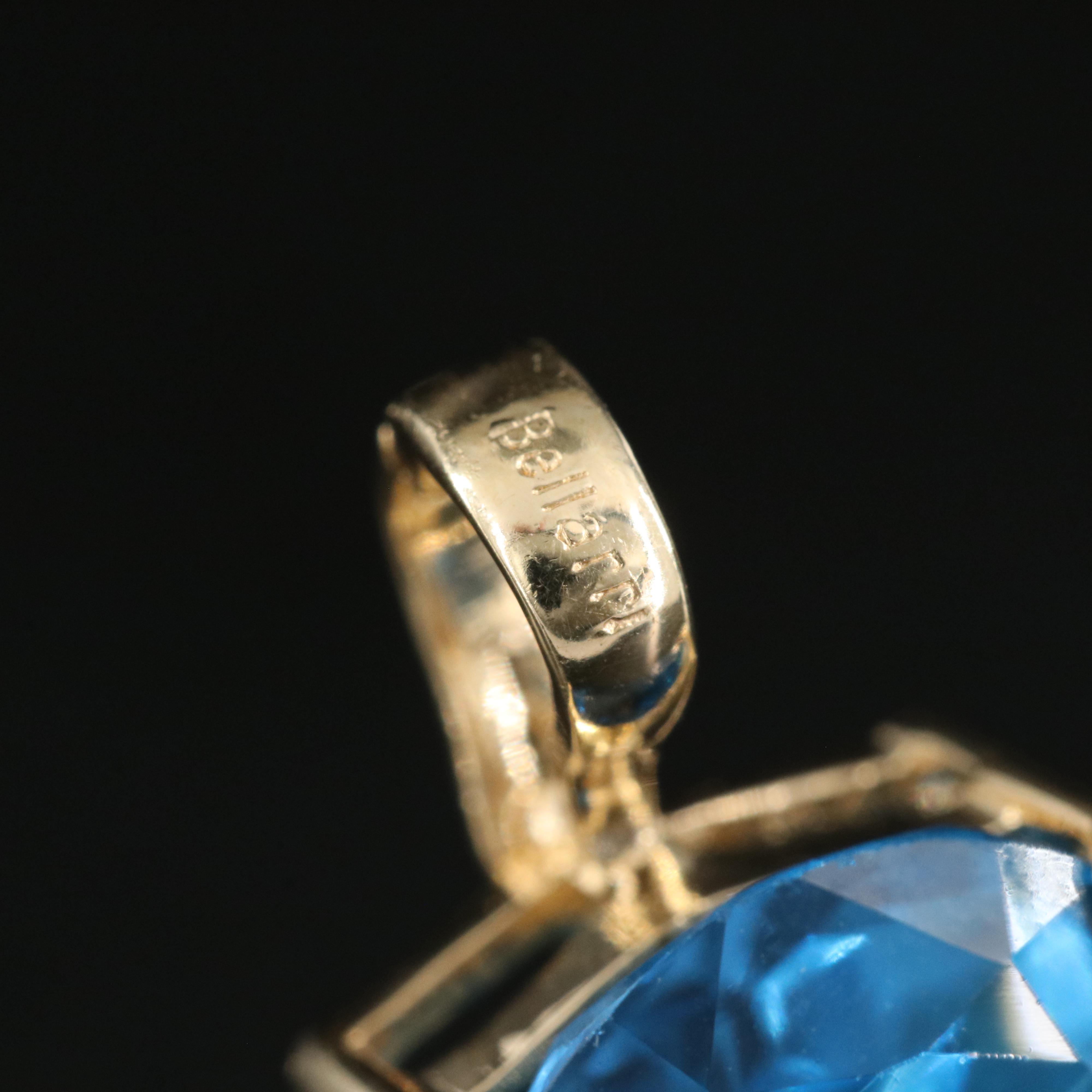 Bellarri 14K Swiss Blue Topaz Enhancer Pendant