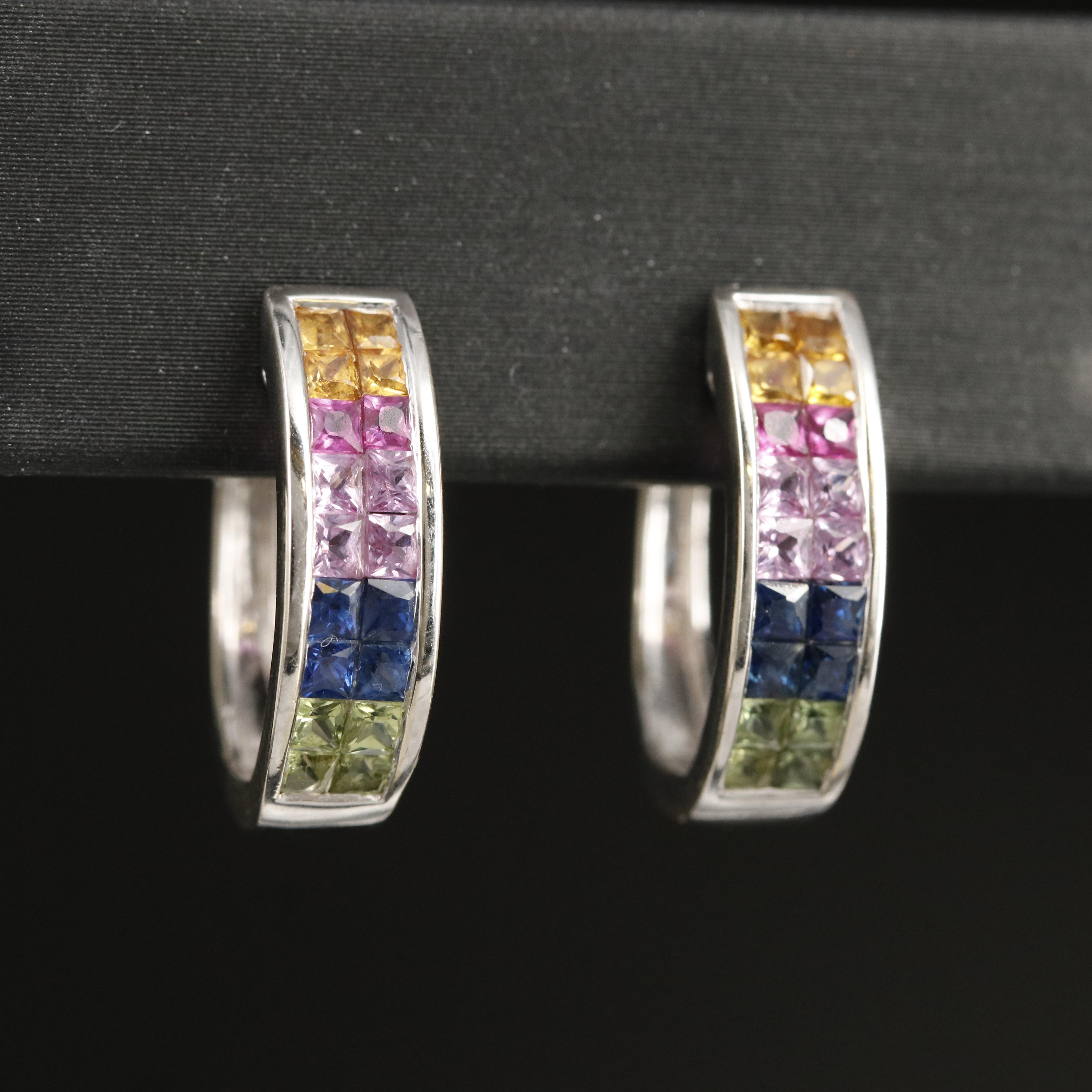 14K Sapphire Hoop Earrings