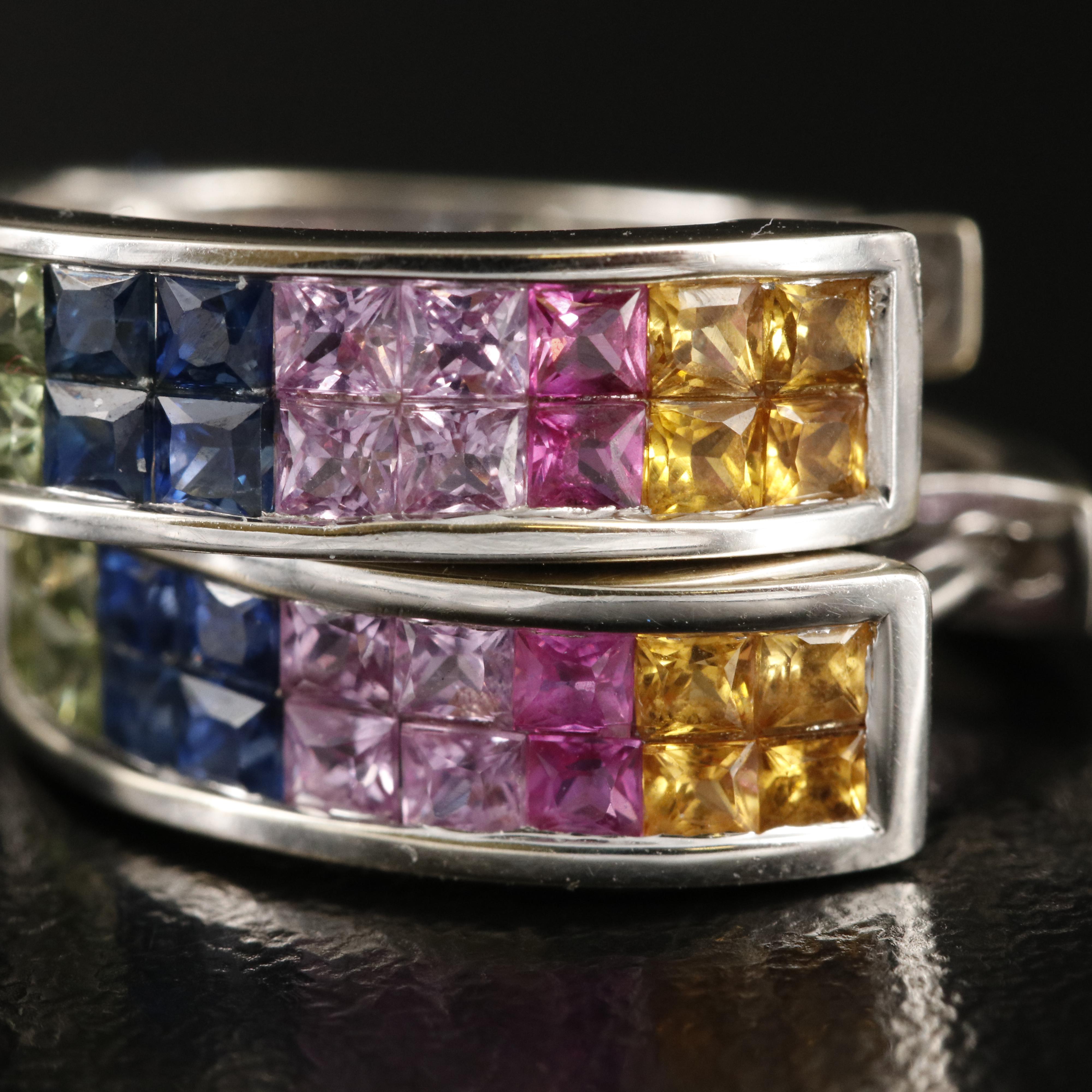 14K Sapphire Hoop Earrings