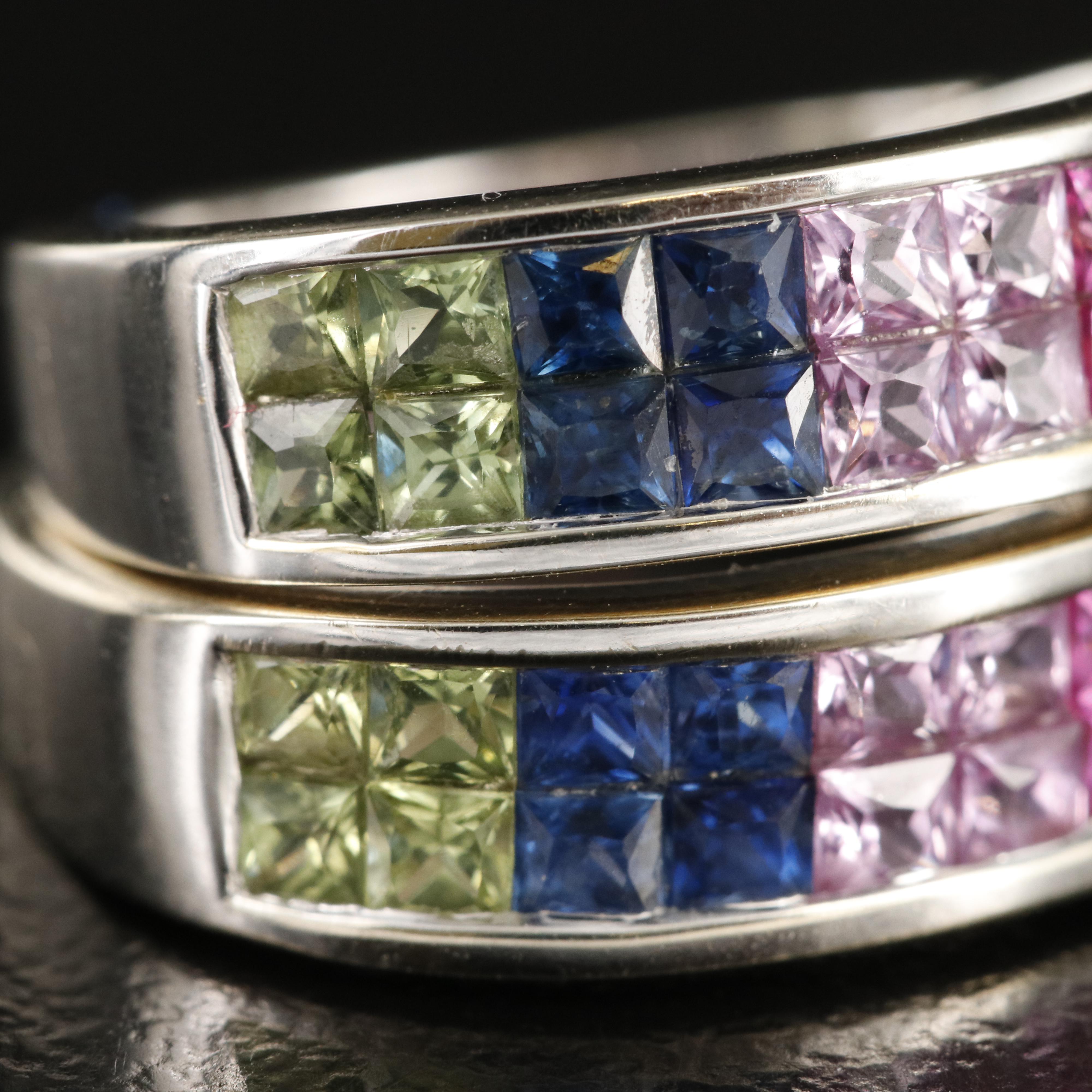 14K Sapphire Hoop Earrings