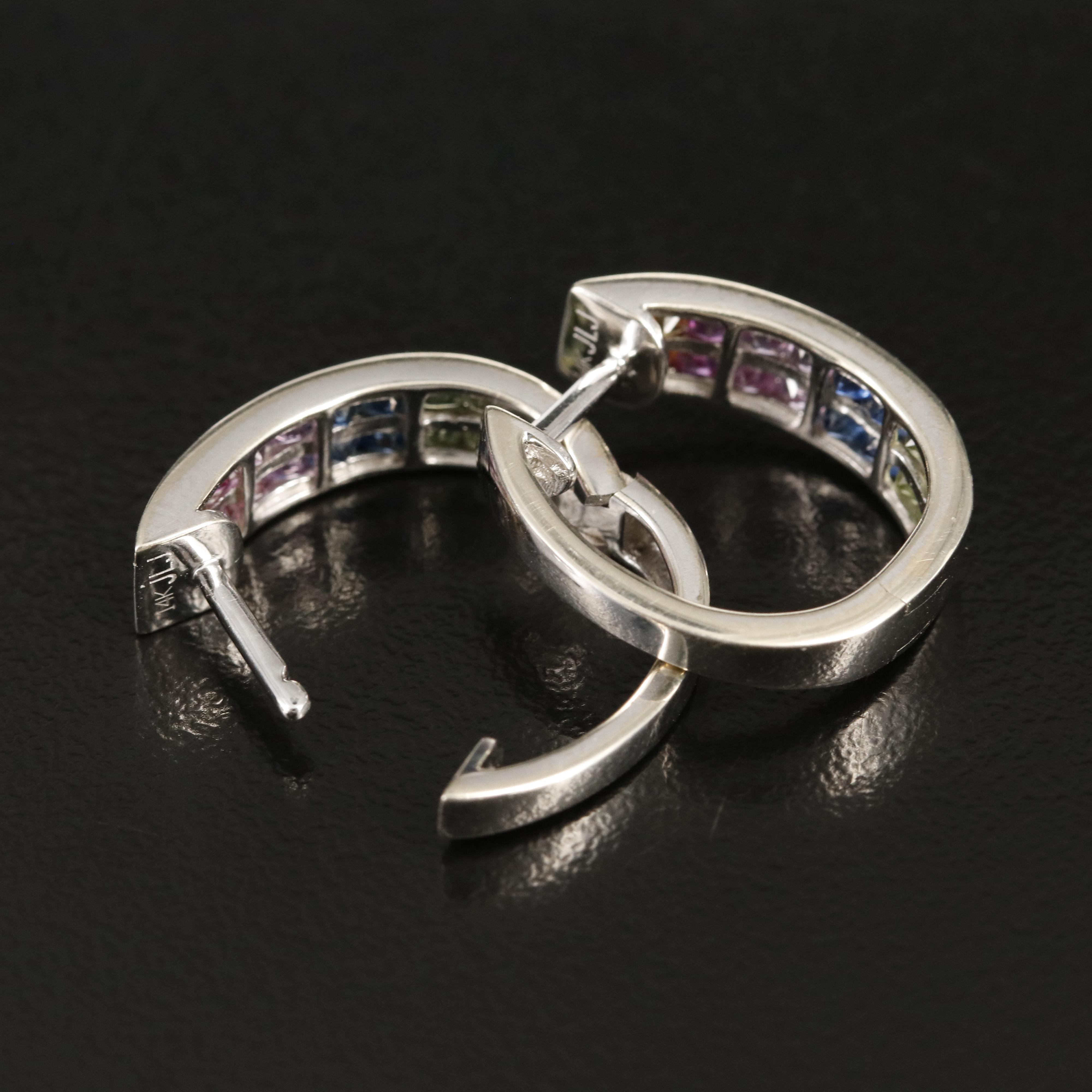 14K Sapphire Hoop Earrings