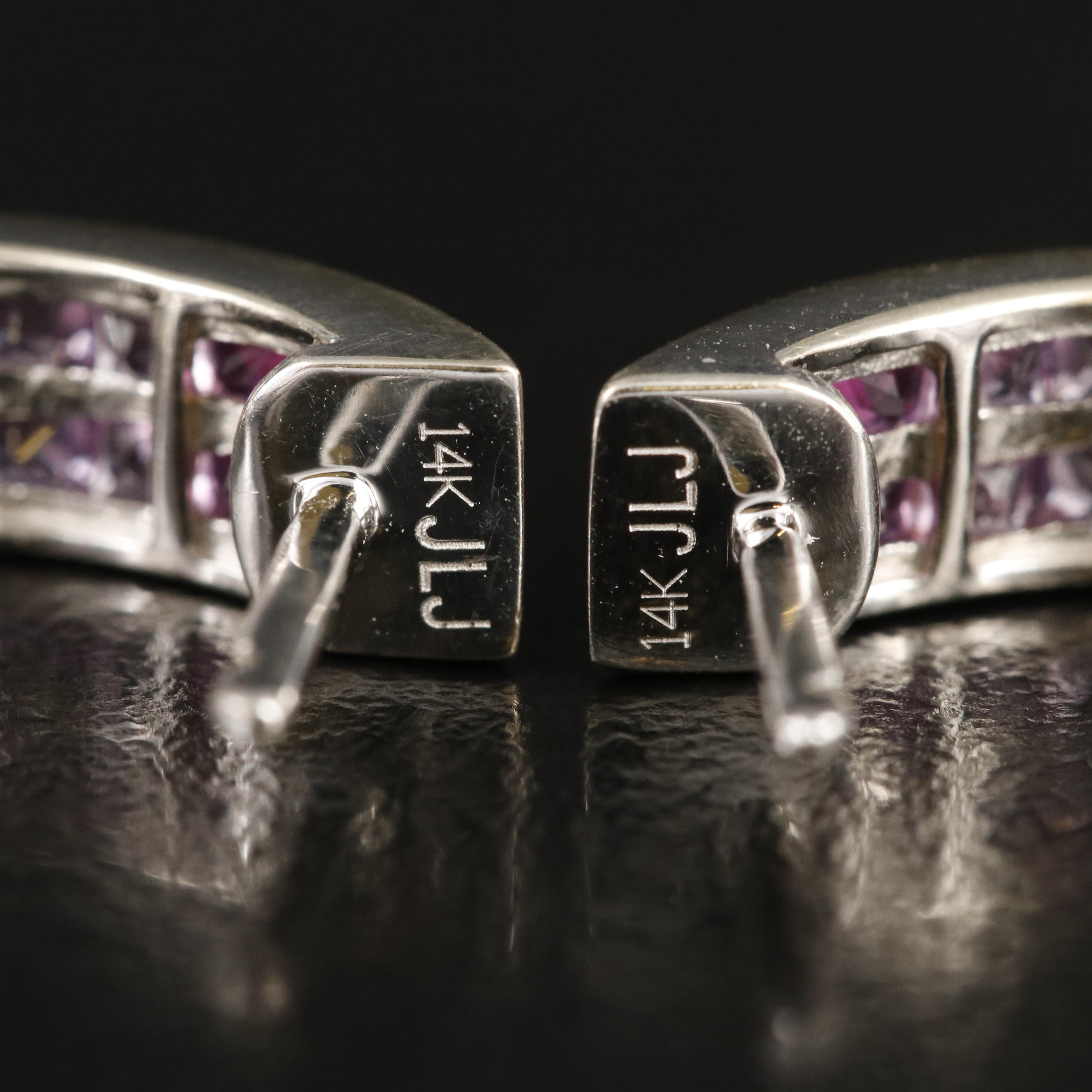 14K Sapphire Hoop Earrings