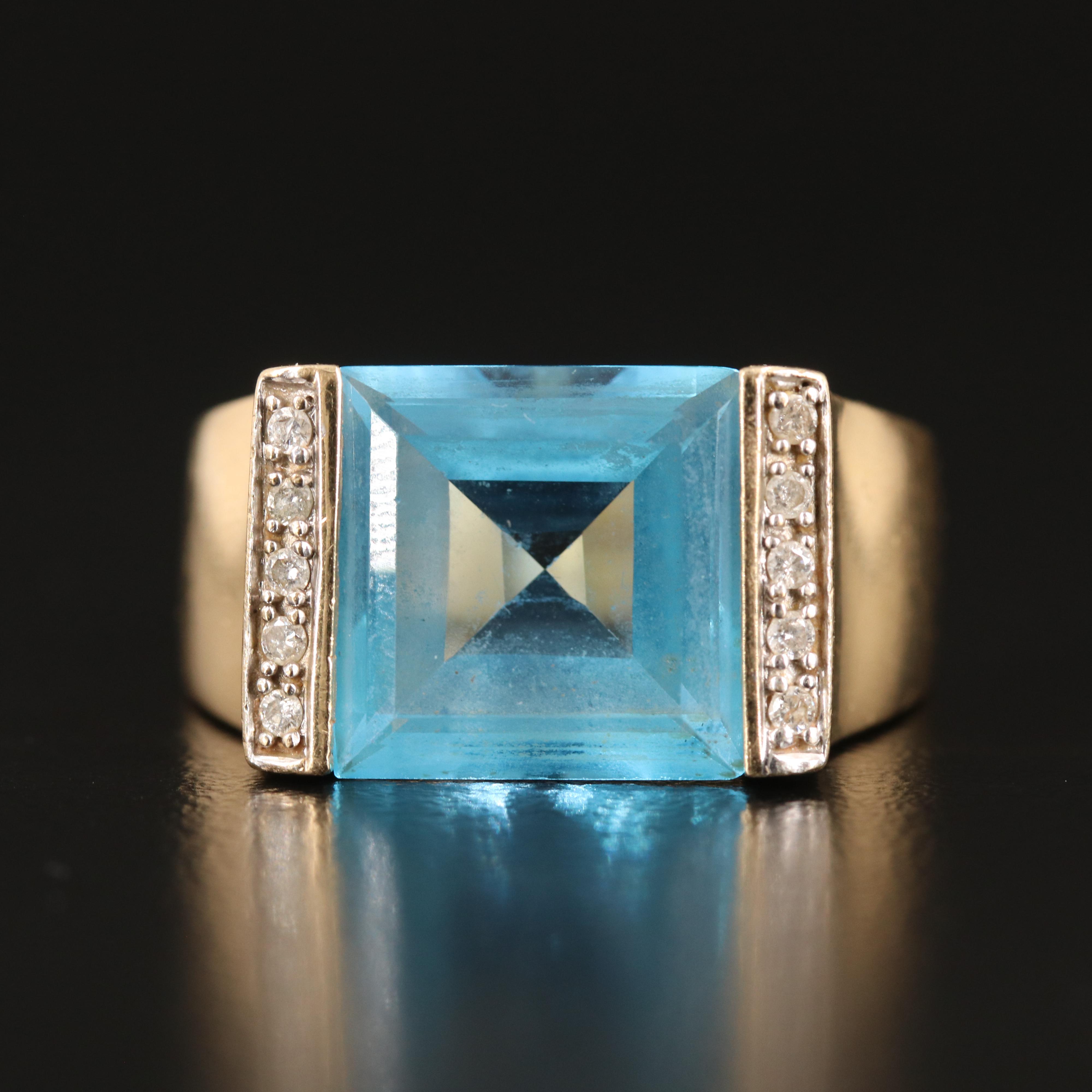14K 8.77 Topaz and Diamond Ring