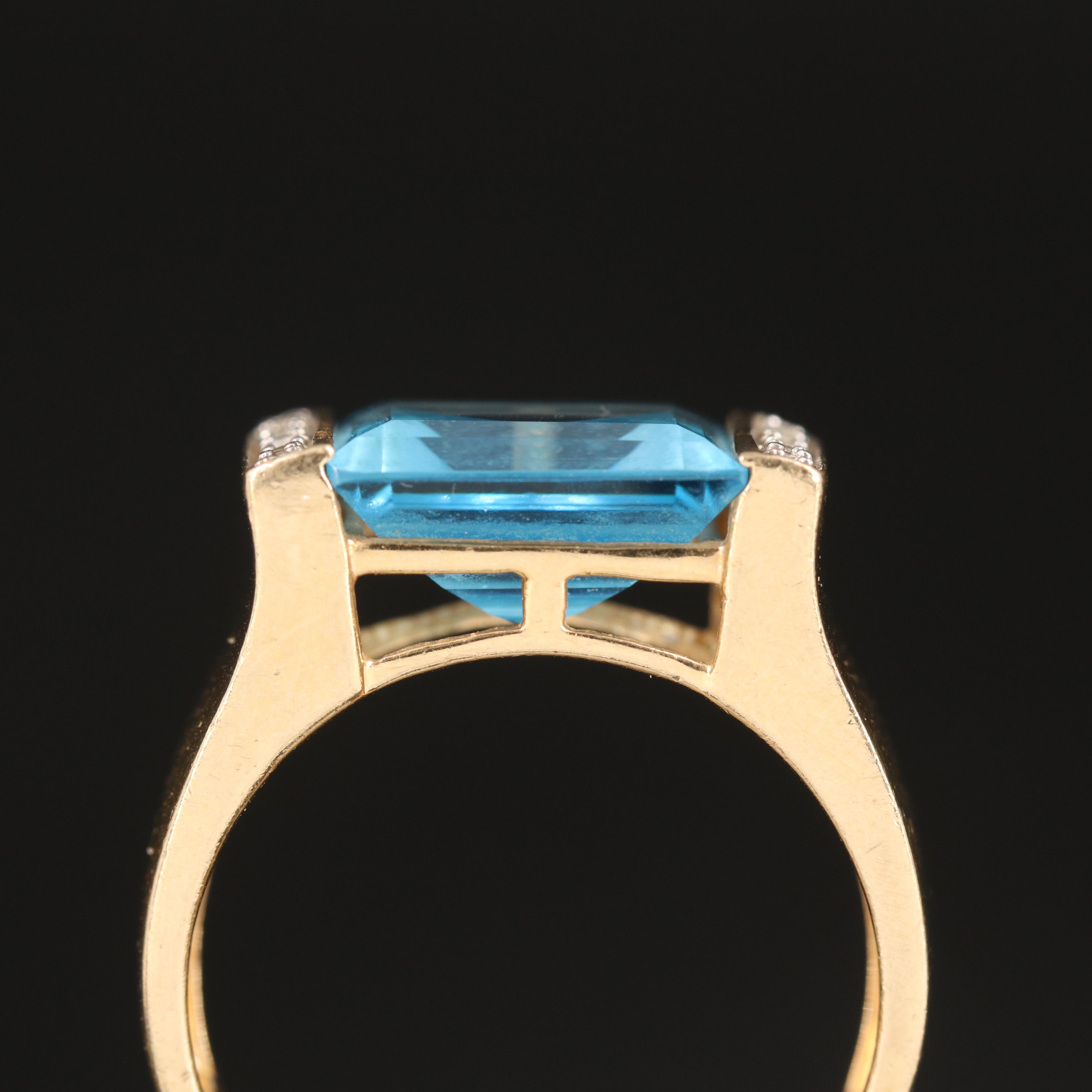 14K 8.77 Topaz and Diamond Ring