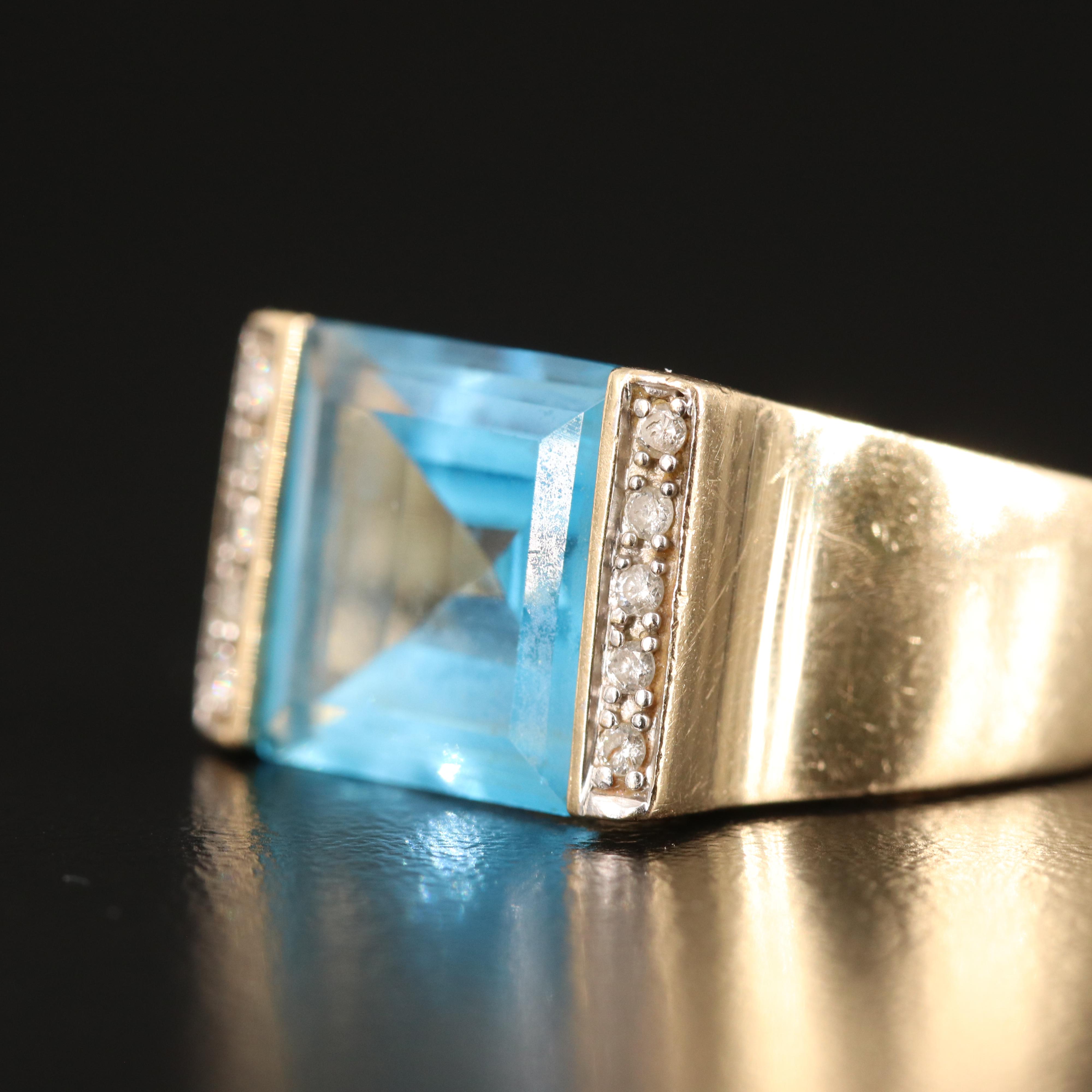 14K 8.77 Topaz and Diamond Ring