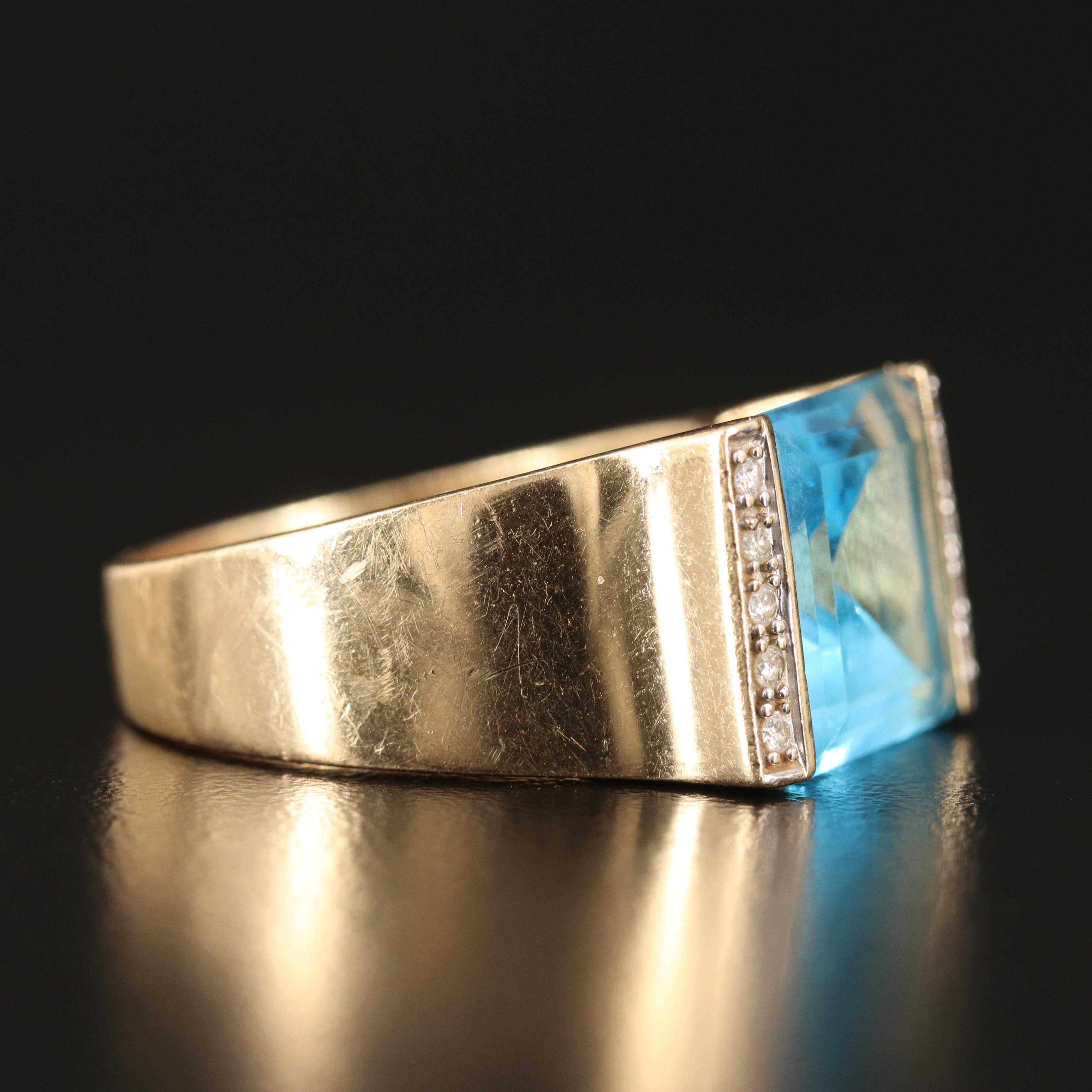 14K 8.77 Topaz and Diamond Ring