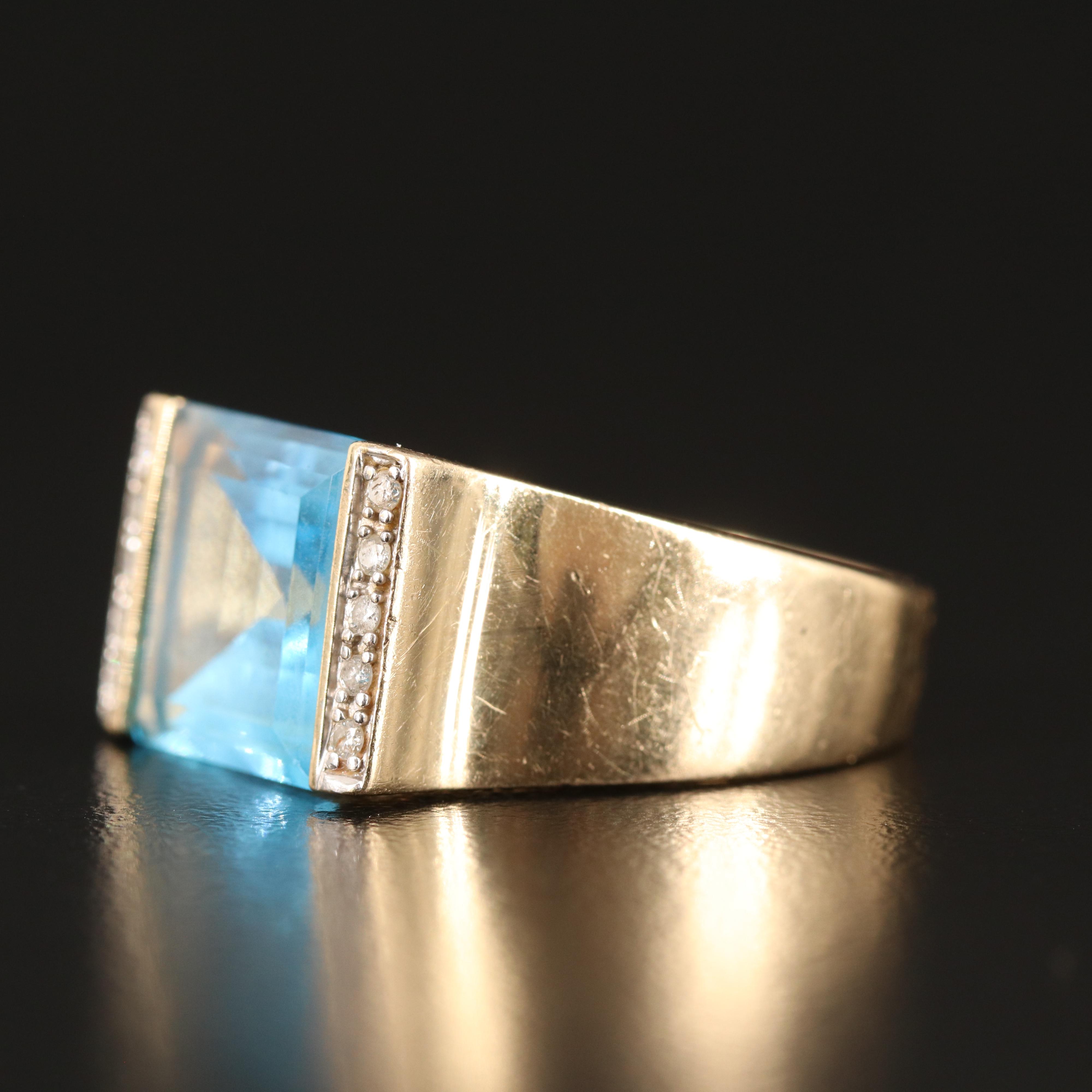 14K 8.77 Topaz and Diamond Ring