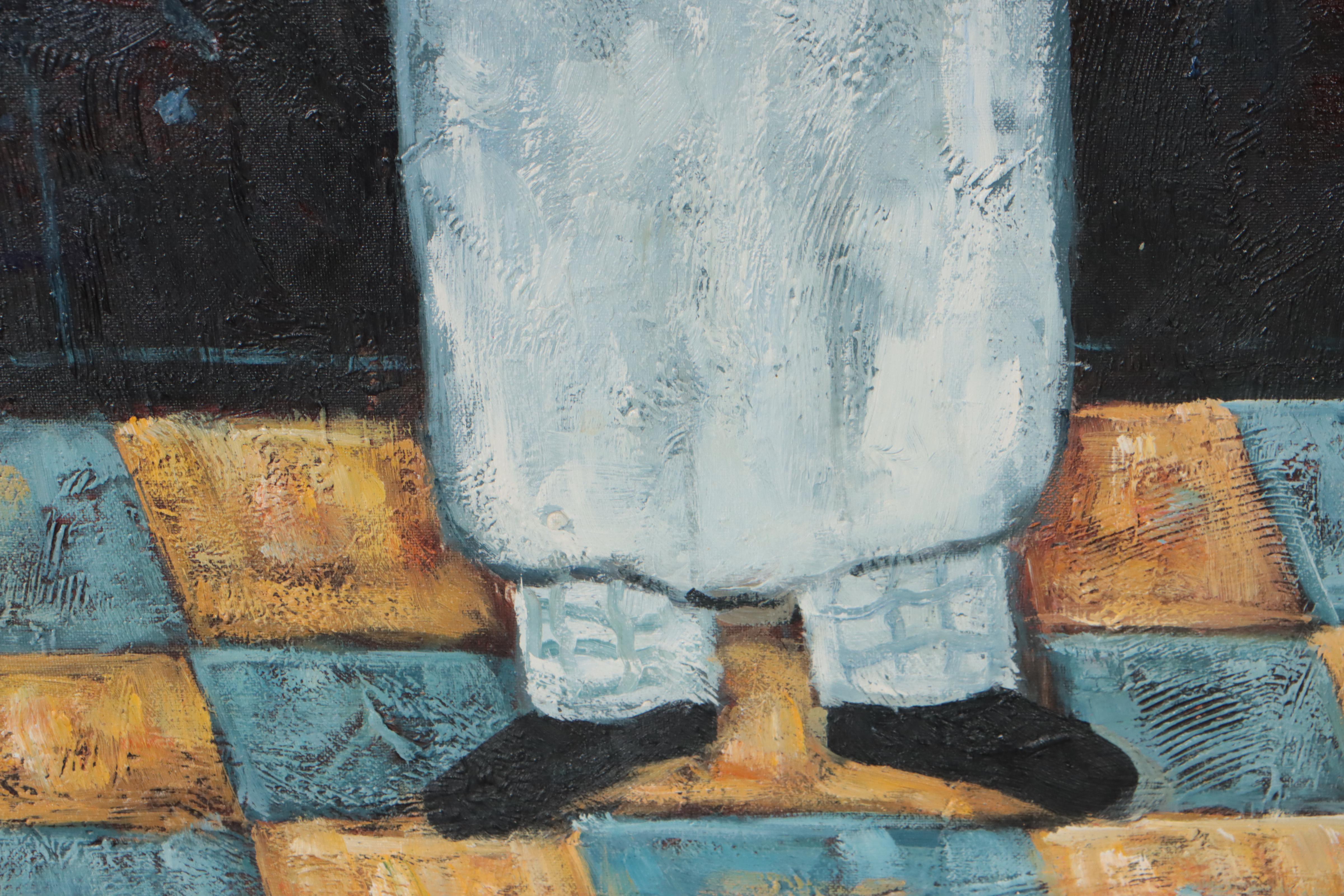 Acrylic Painting of Chef in Kitchen