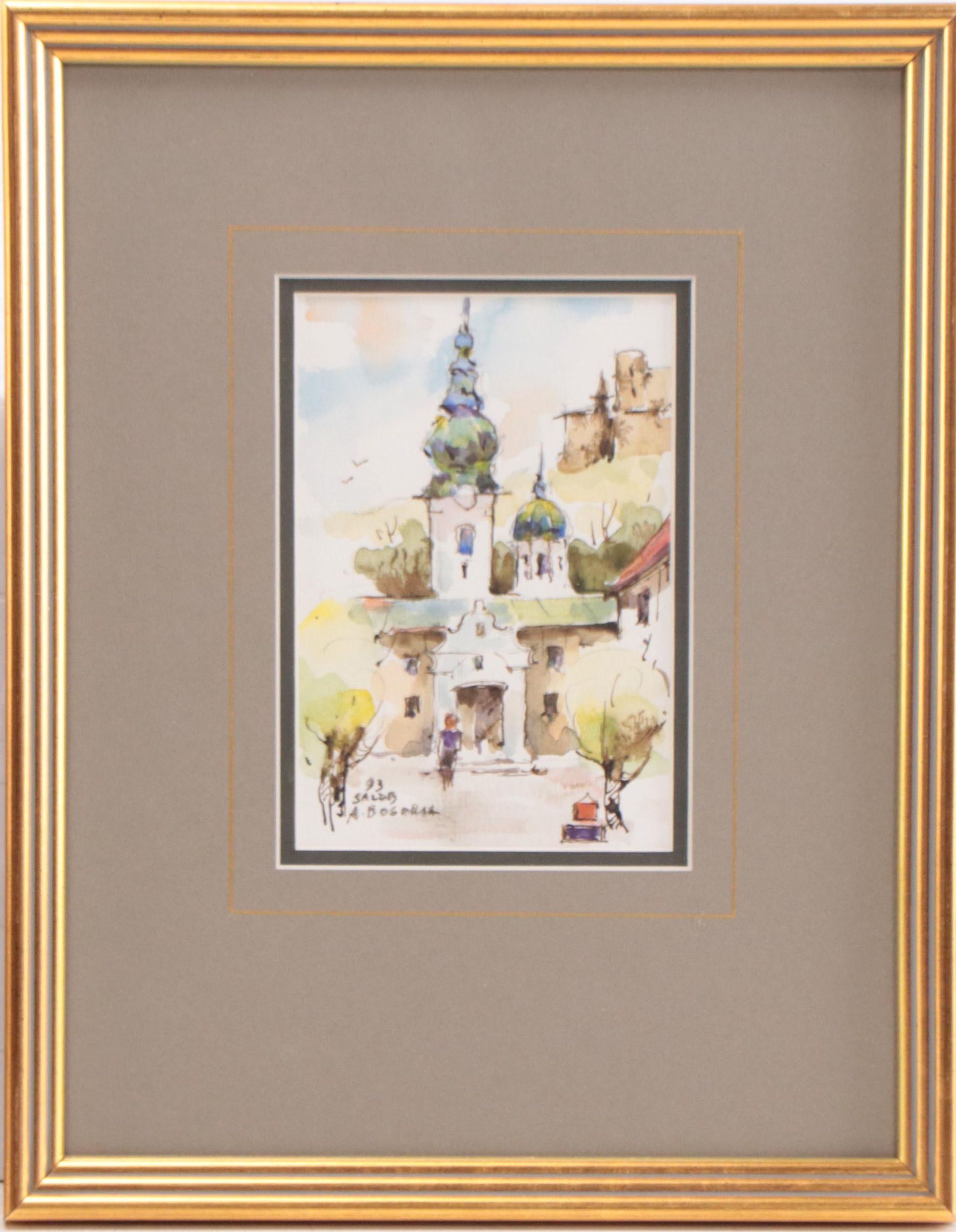 Andrzej Bogoria-Świątkiewicz Architectural Landscape Watercolor, 1993