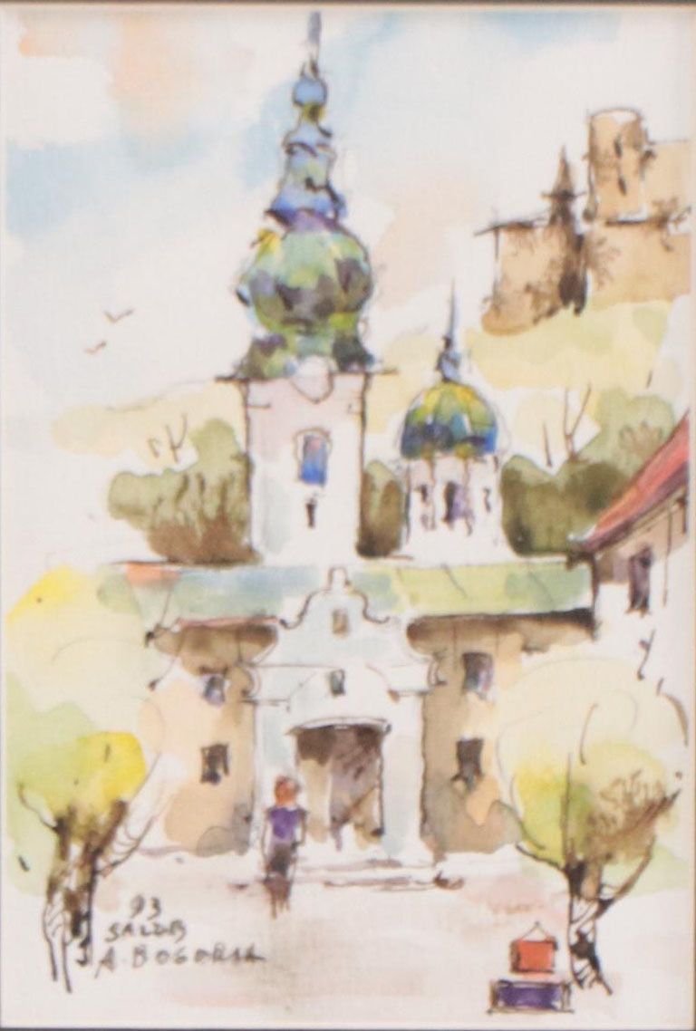 Andrzej Bogoria-Świątkiewicz Architectural Landscape Watercolor, 1993