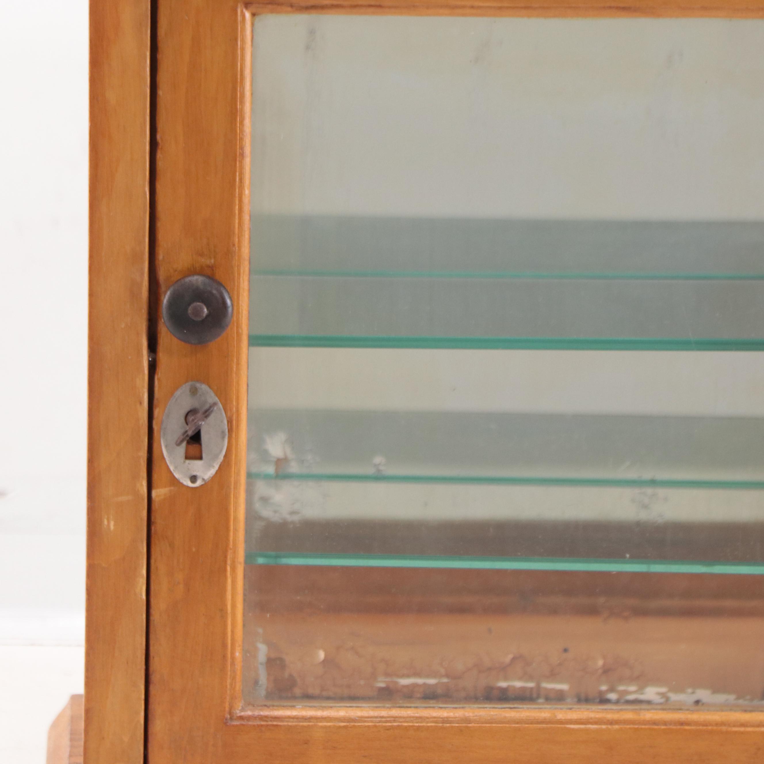 Small Wood and Glass Table Top Cabinet, Mid-20th Century