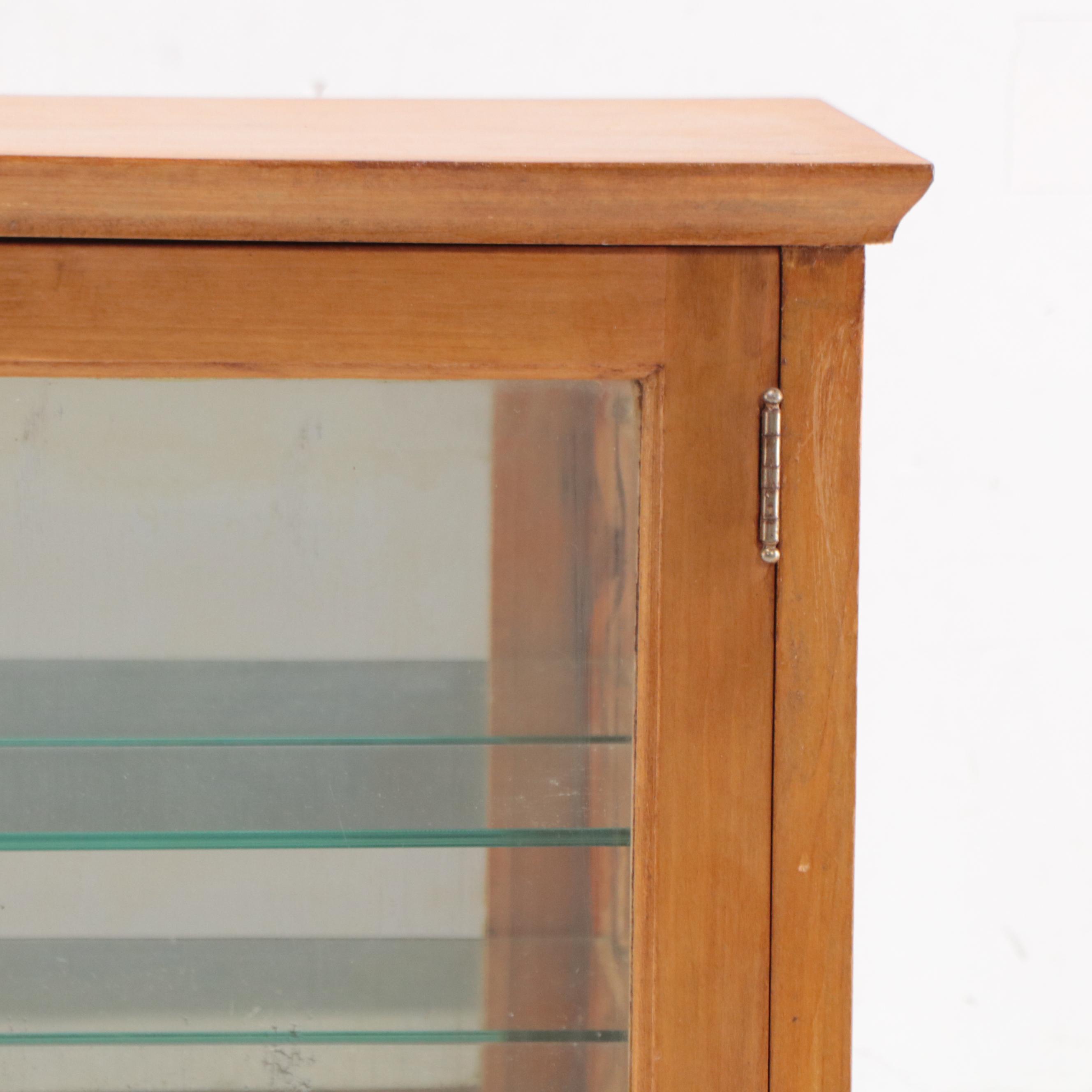 Small Wood and Glass Table Top Cabinet, Mid-20th Century