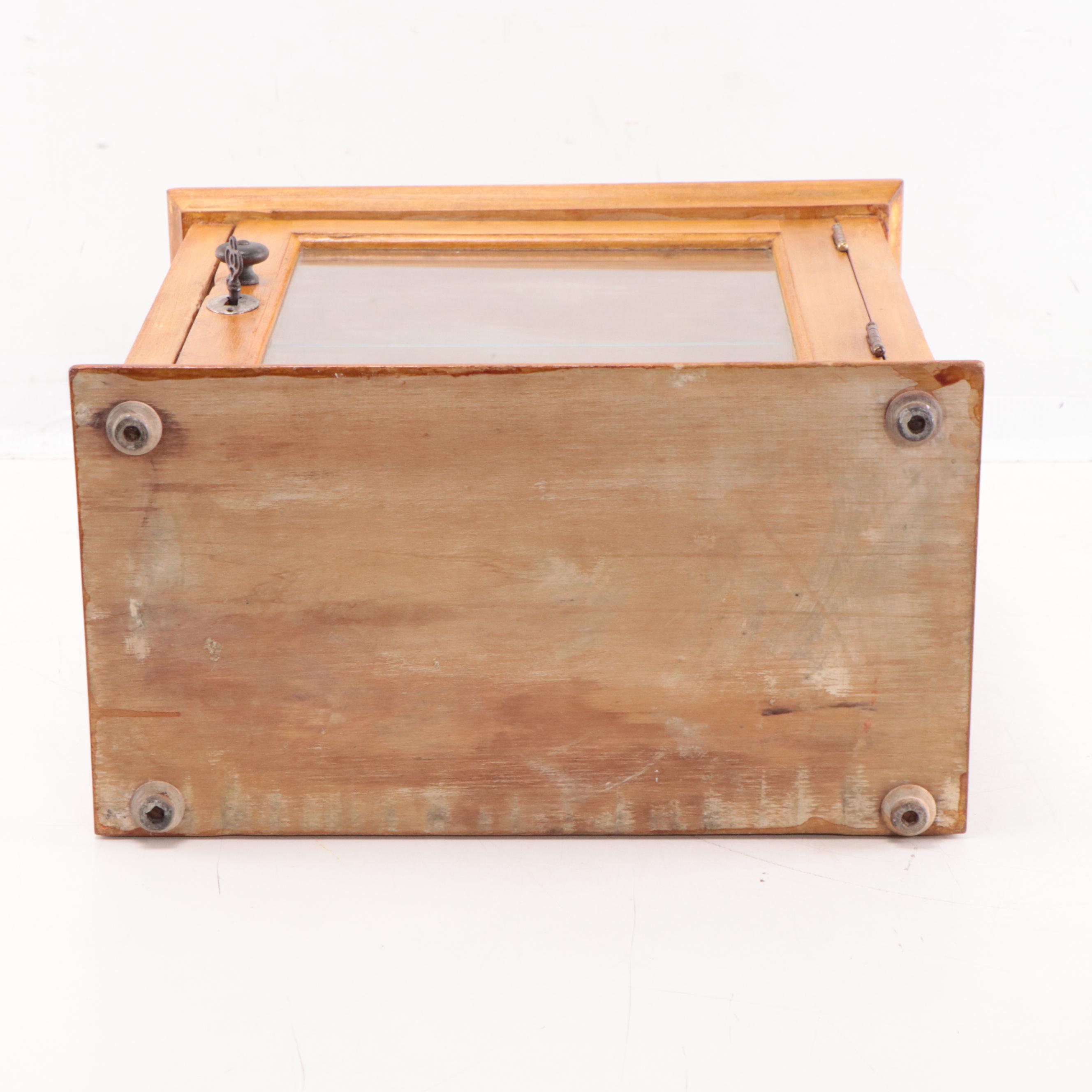 Small Wood and Glass Table Top Cabinet, Mid-20th Century