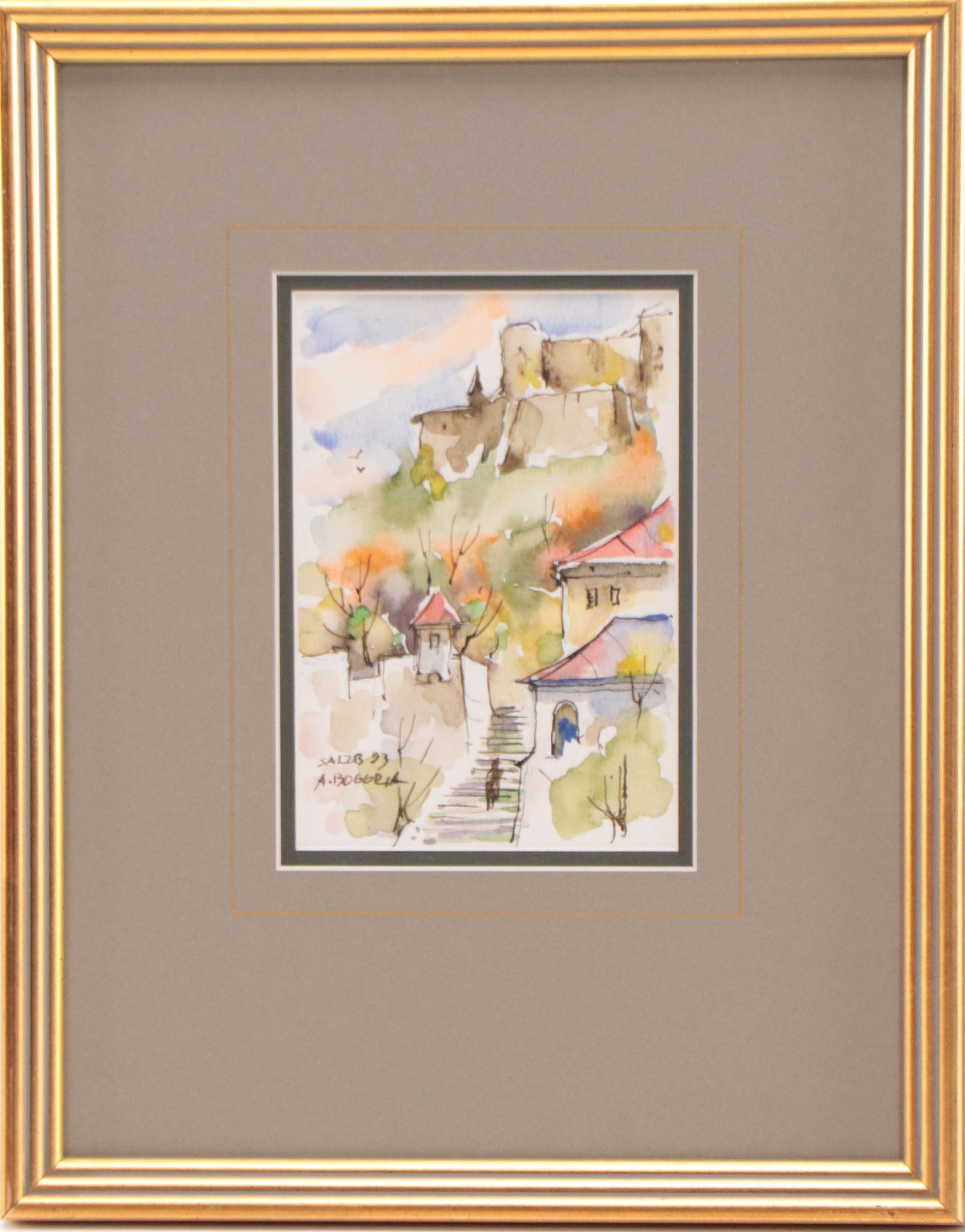 Andrzej Bogoria-Świątkiewicz Architectural Landscape Watercolor, 1993