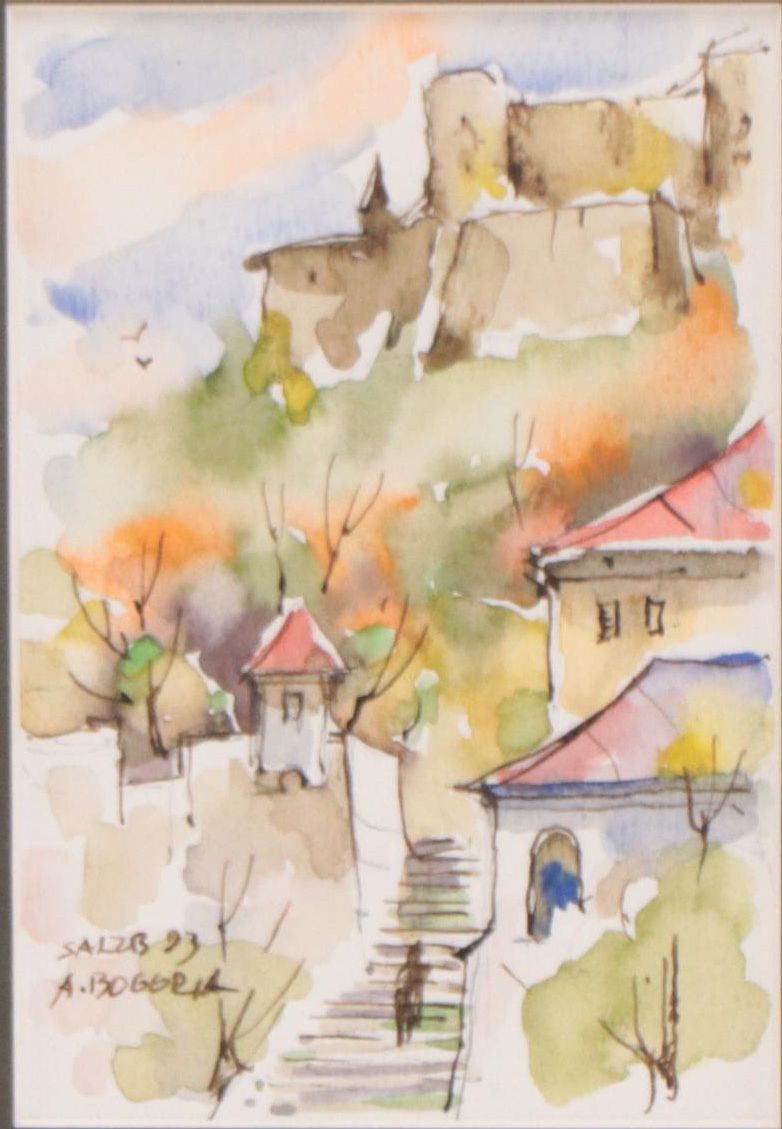 Andrzej Bogoria-Świątkiewicz Architectural Landscape Watercolor, 1993