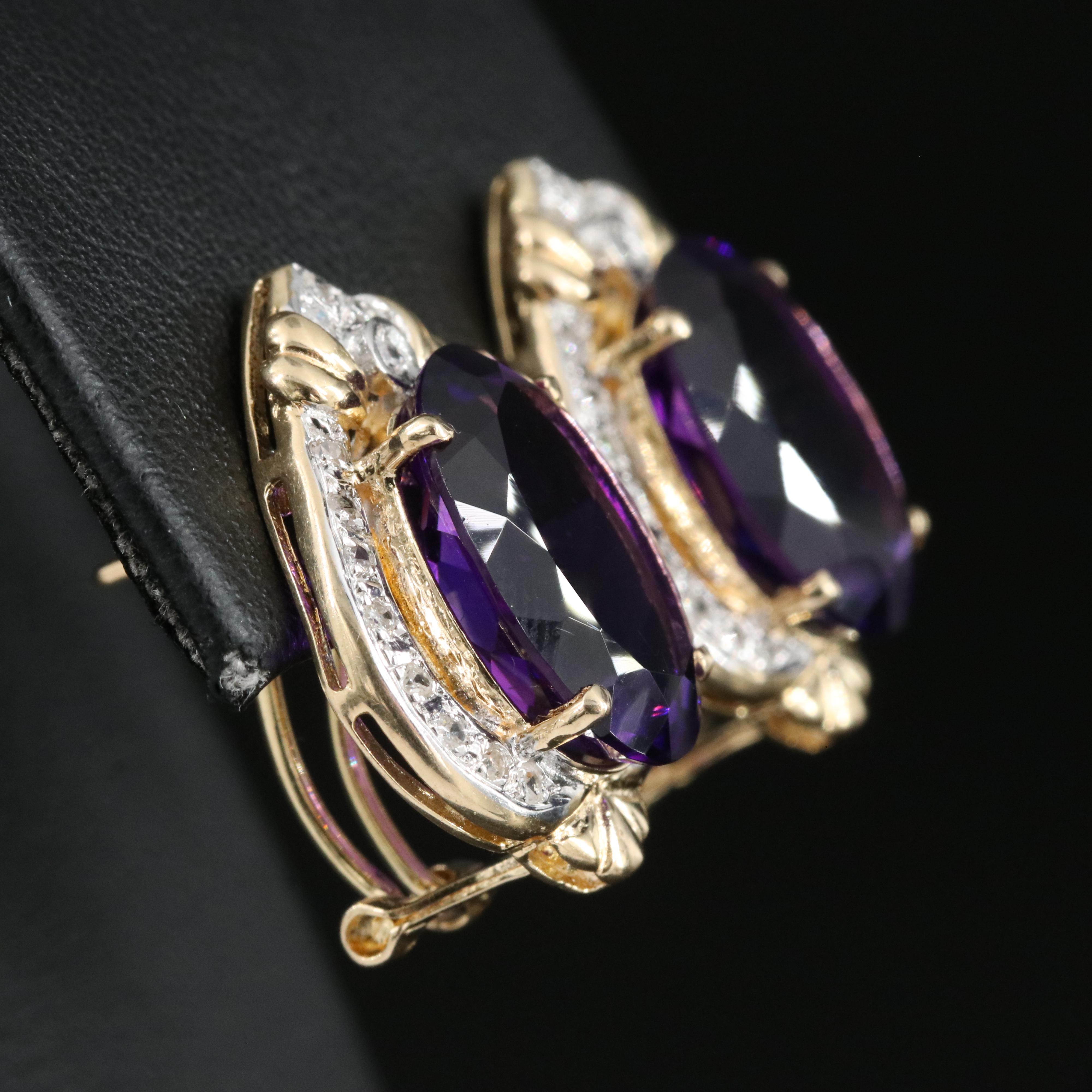 14K Amethyst and Diamond Earrings