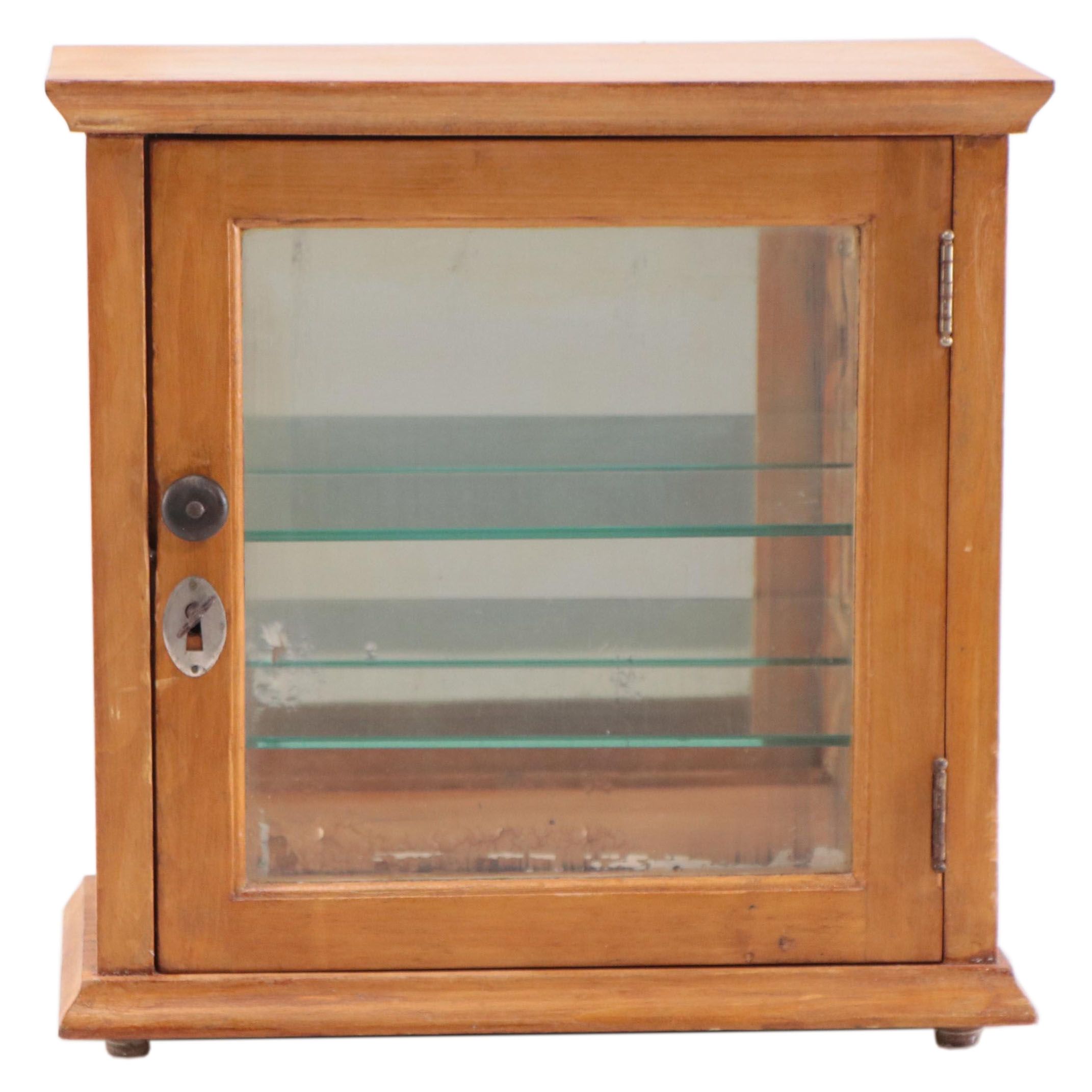 Small Wood and Glass Table Top Cabinet, Mid-20th Century
