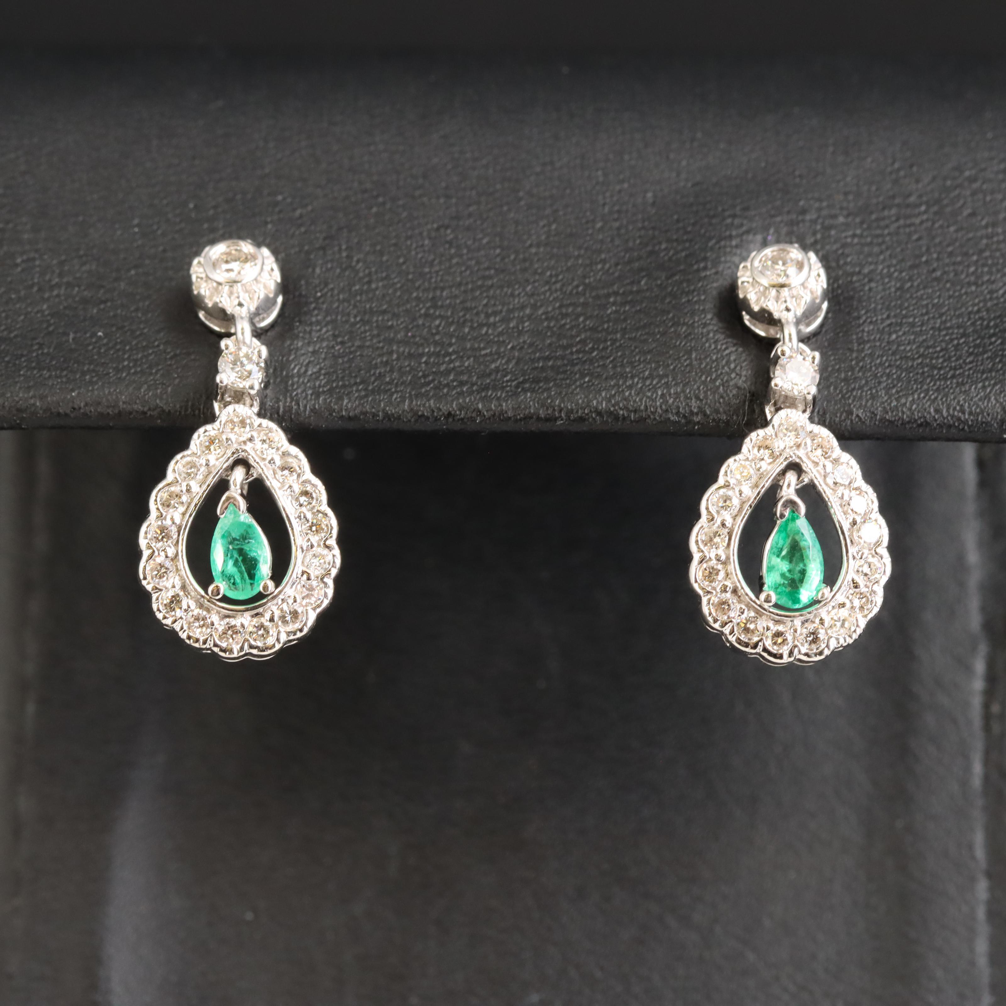 14K Emerald and Diamond Earrings