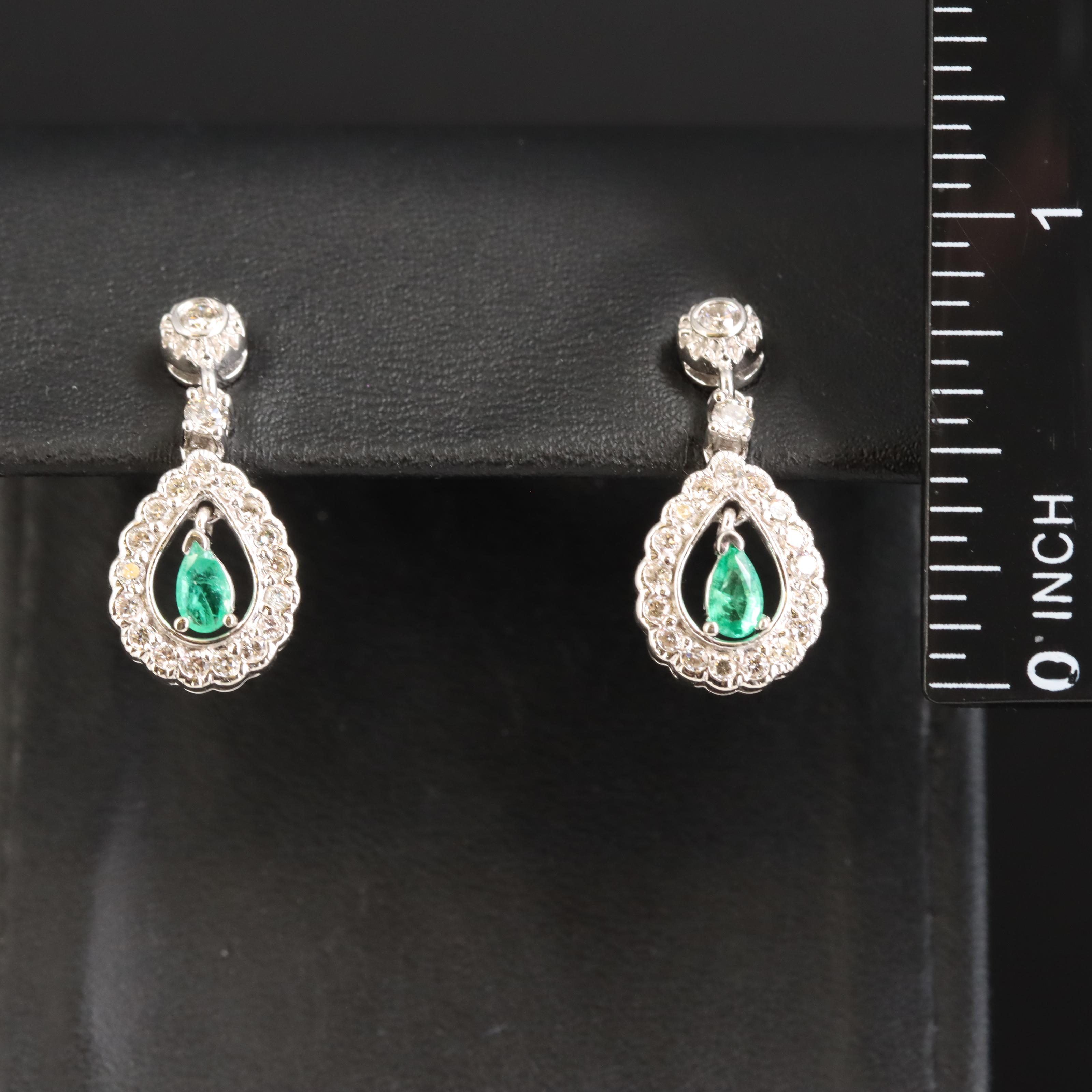 14K Emerald and Diamond Earrings