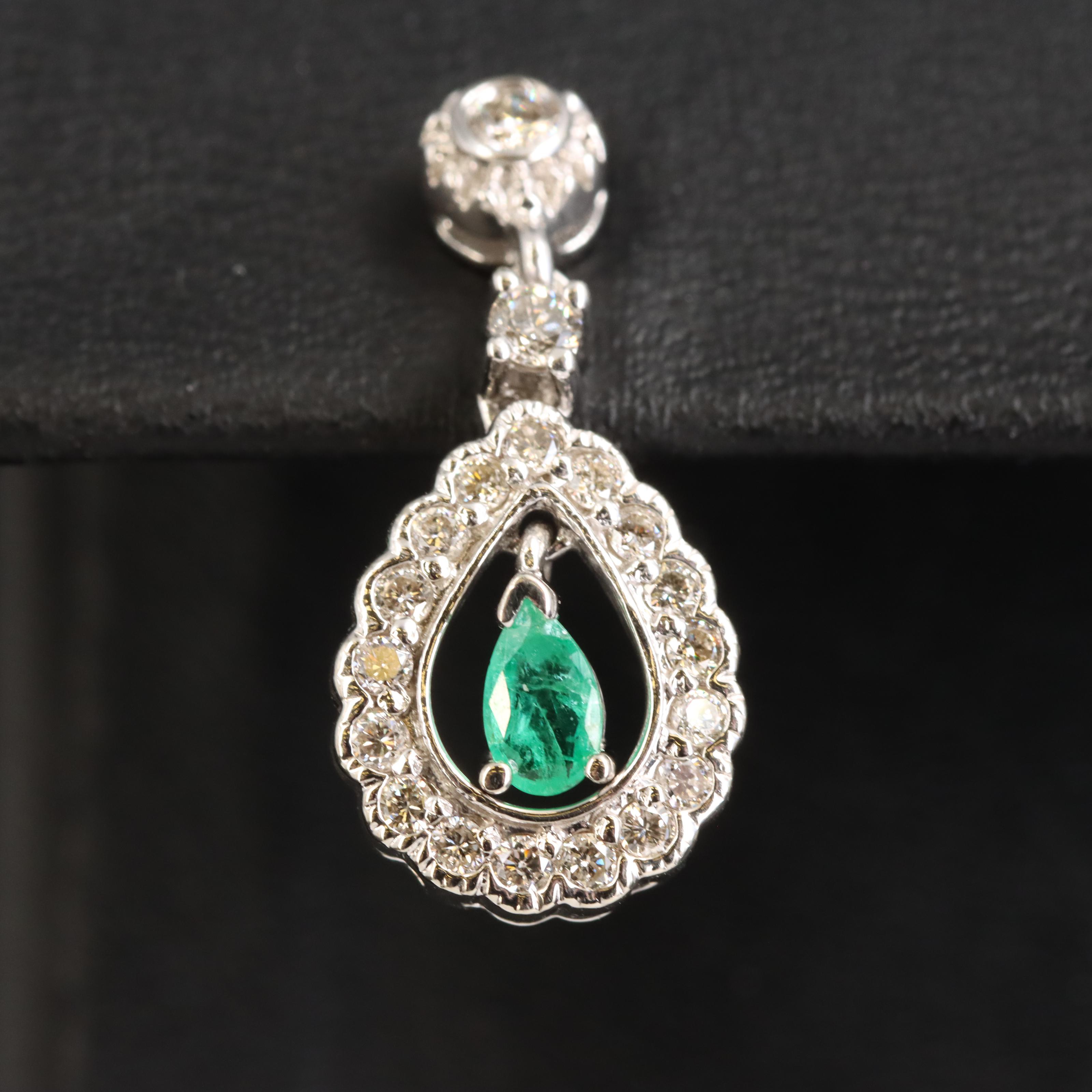 14K Emerald and Diamond Earrings