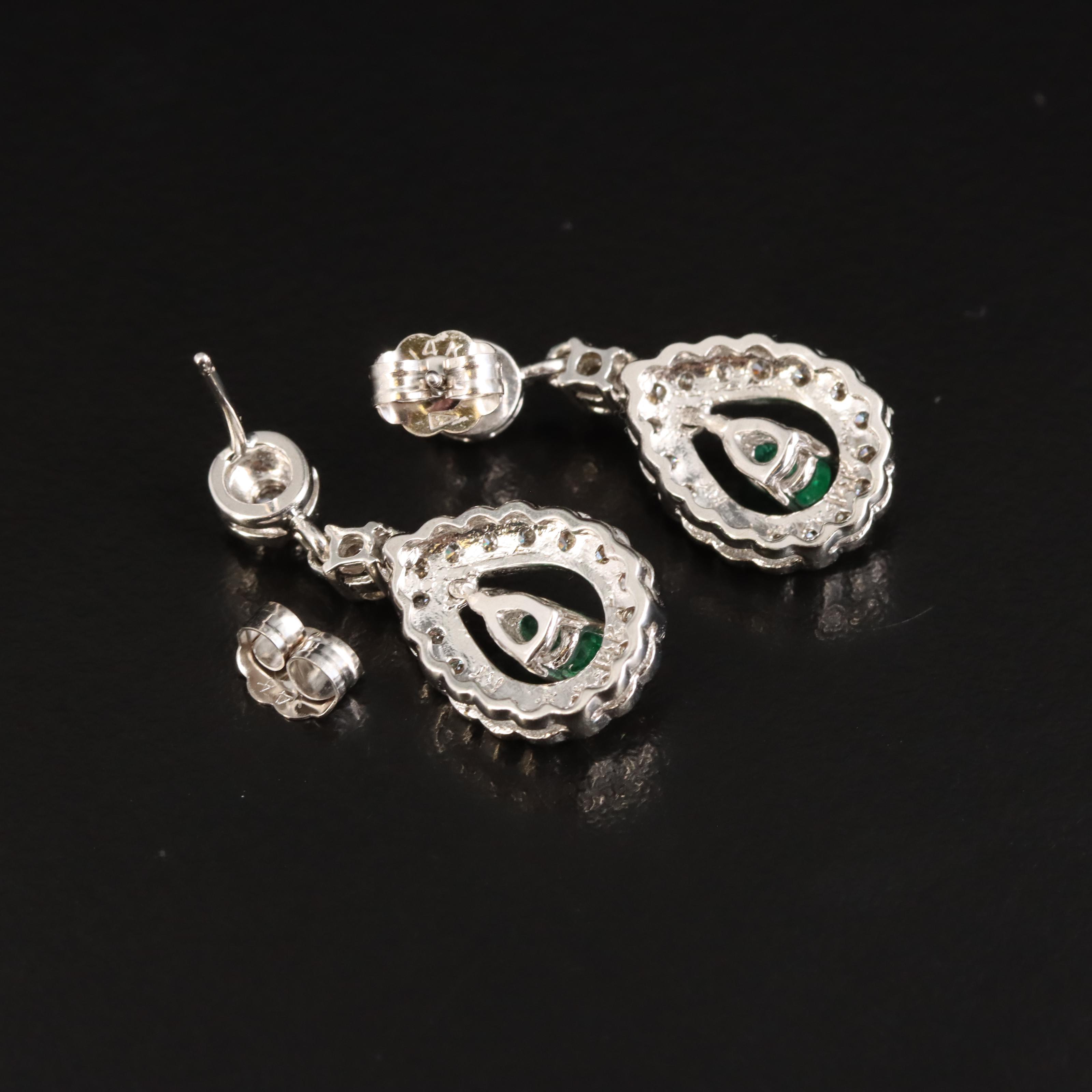 14K Emerald and Diamond Earrings