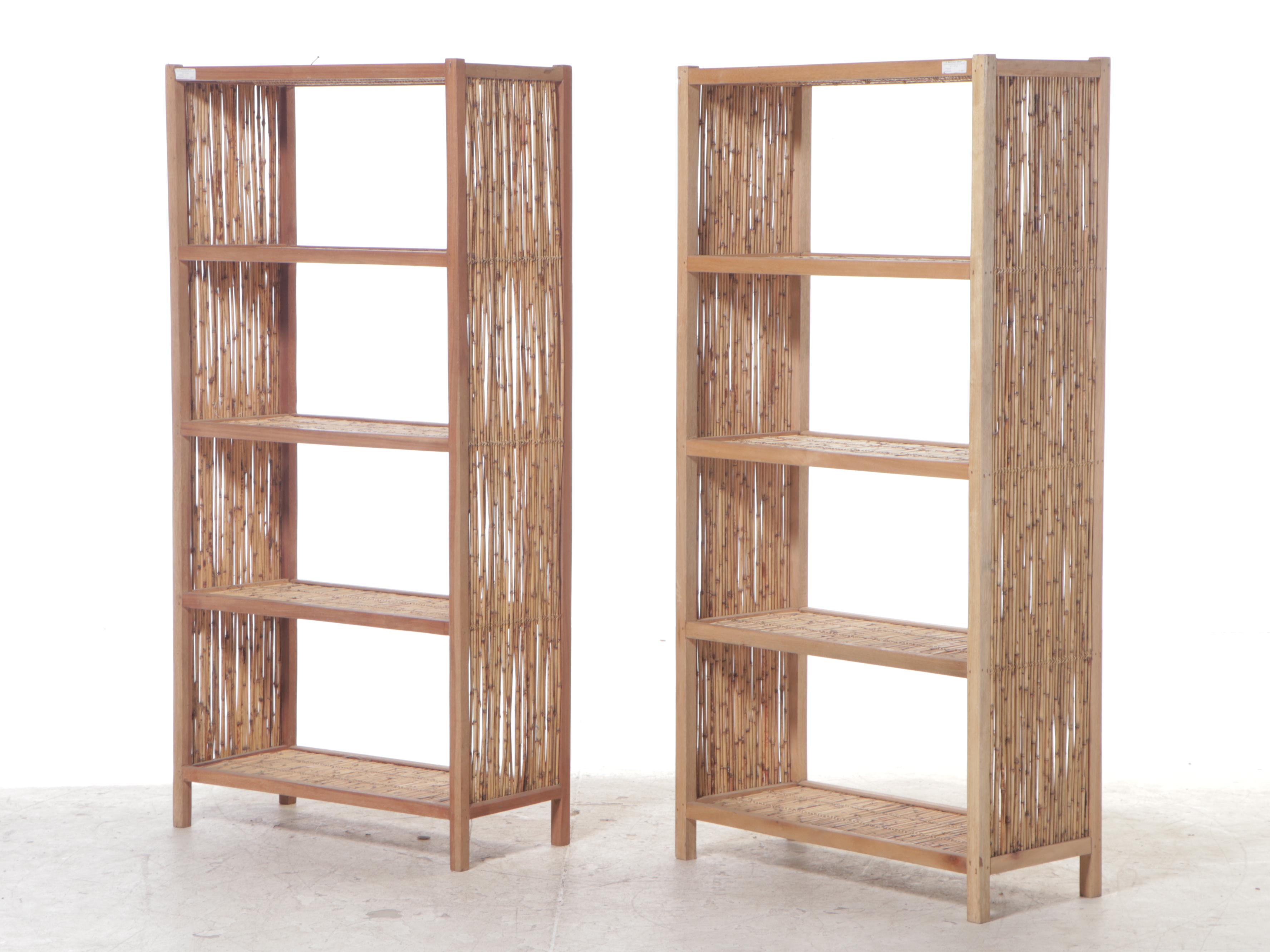 Philippine Talahib Grass and Wood Bookshelves