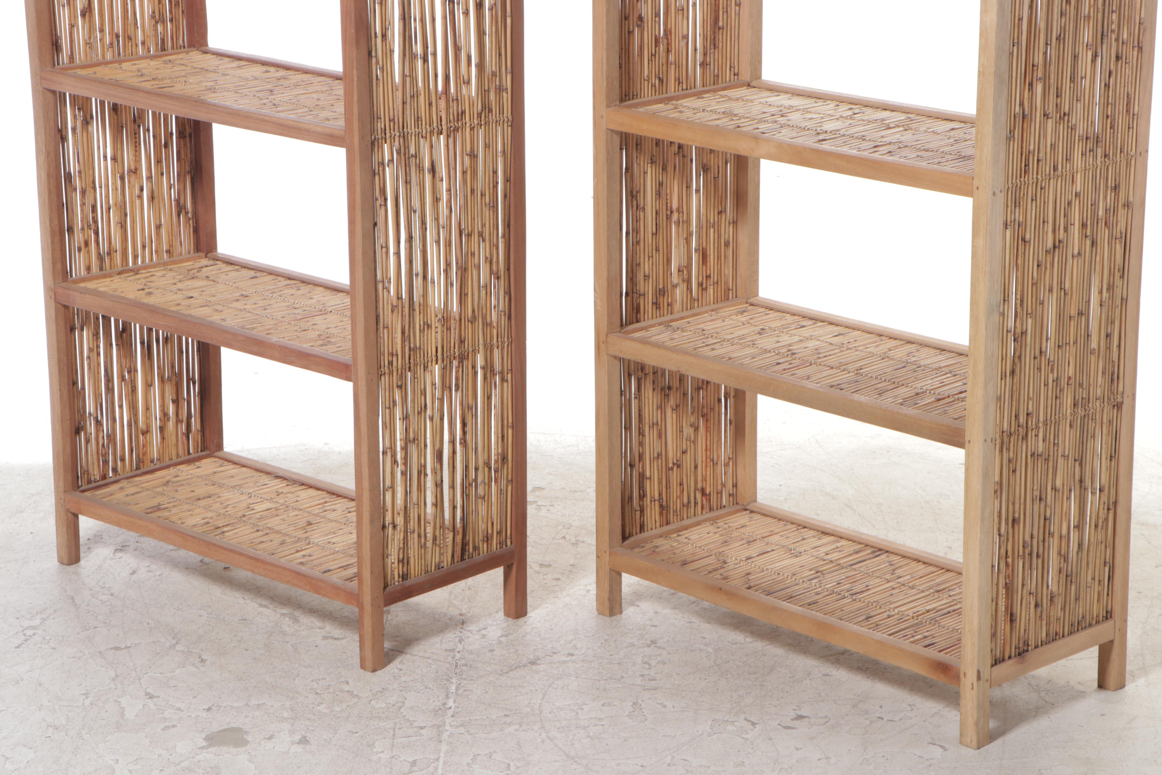 Philippine Talahib Grass and Wood Bookshelves