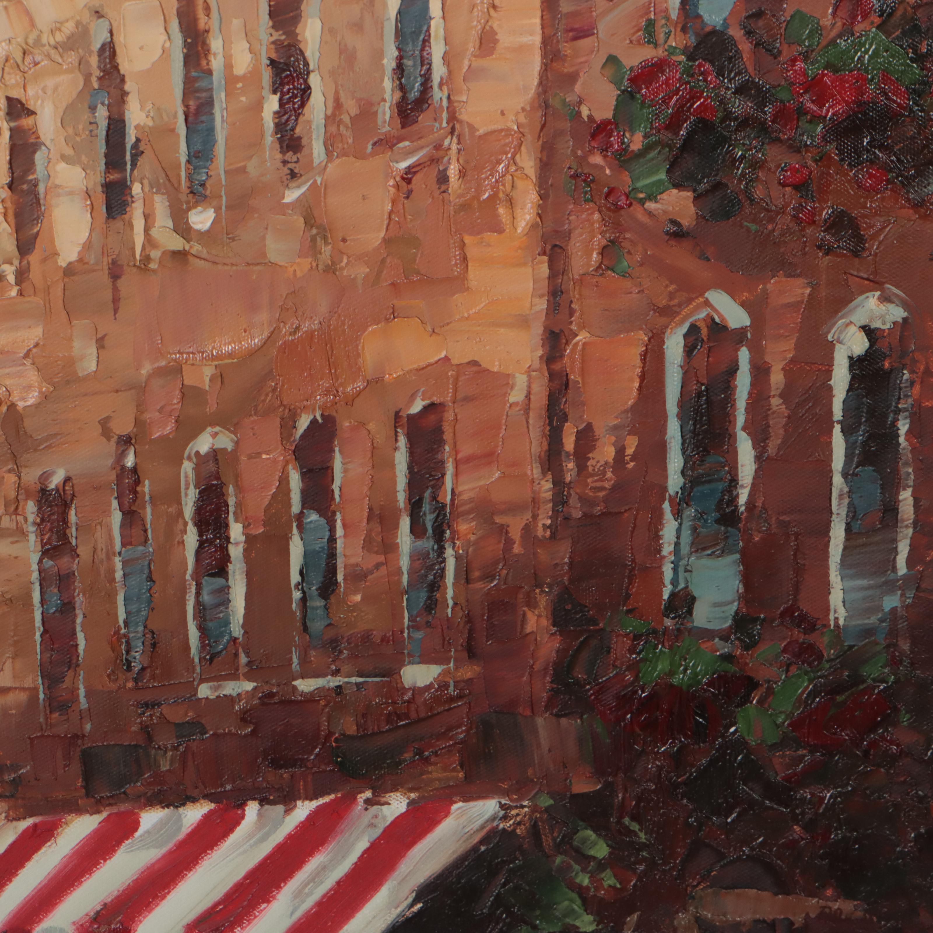 Oil Painting of Riverside Cafe