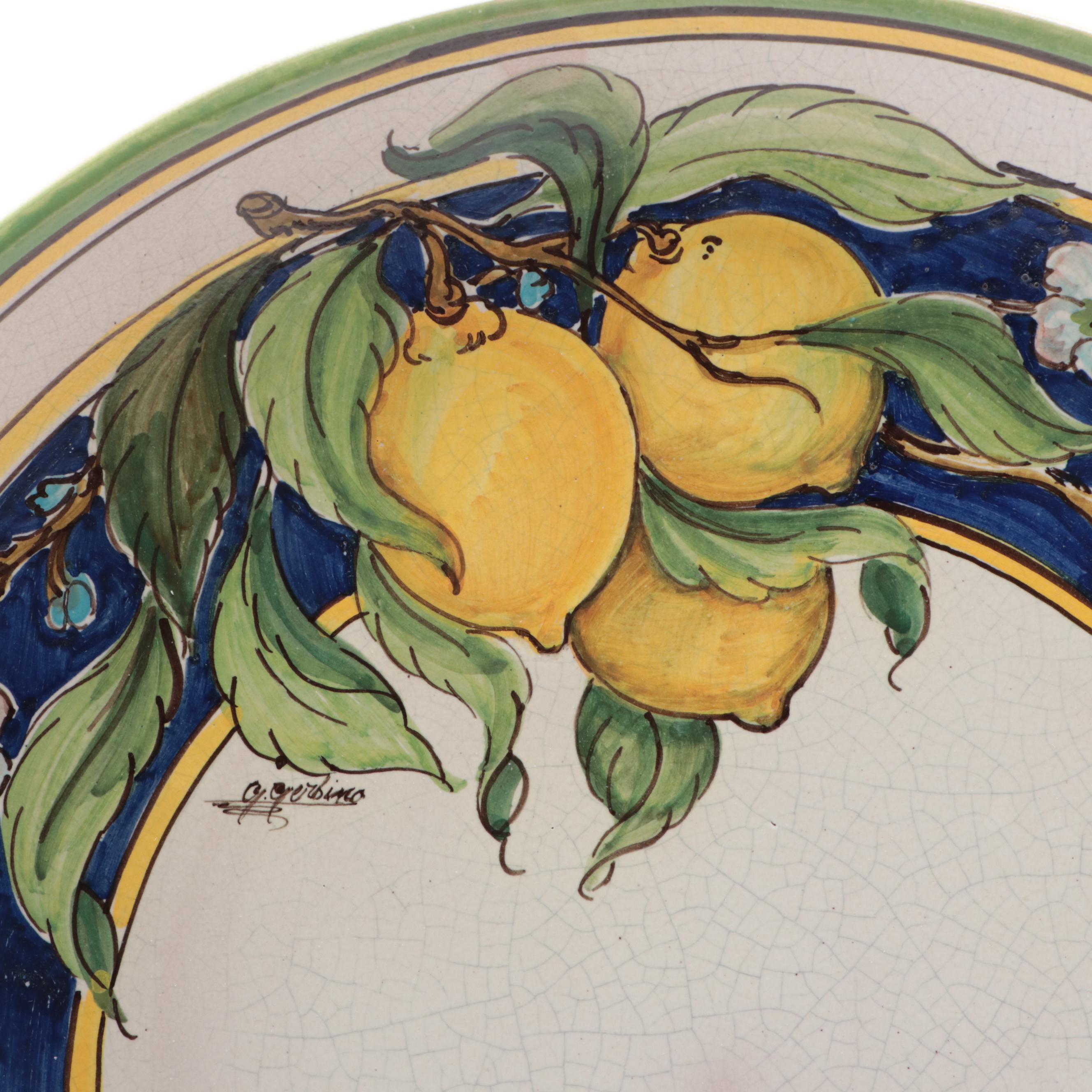 Santo Stefano di Camastra Sicilian Majolica Hand-Painted Decorative Charger