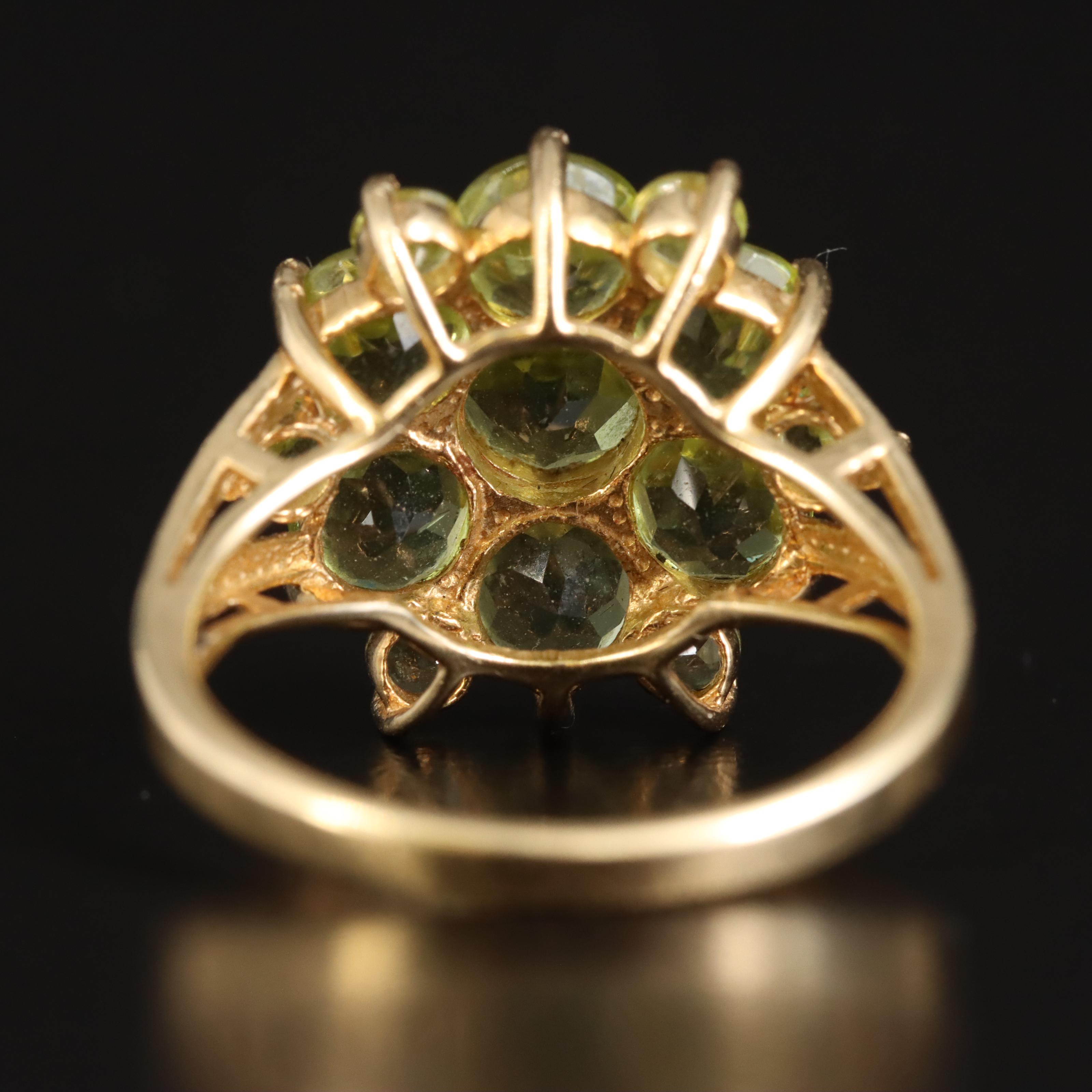 14K Peridot Flower Ring