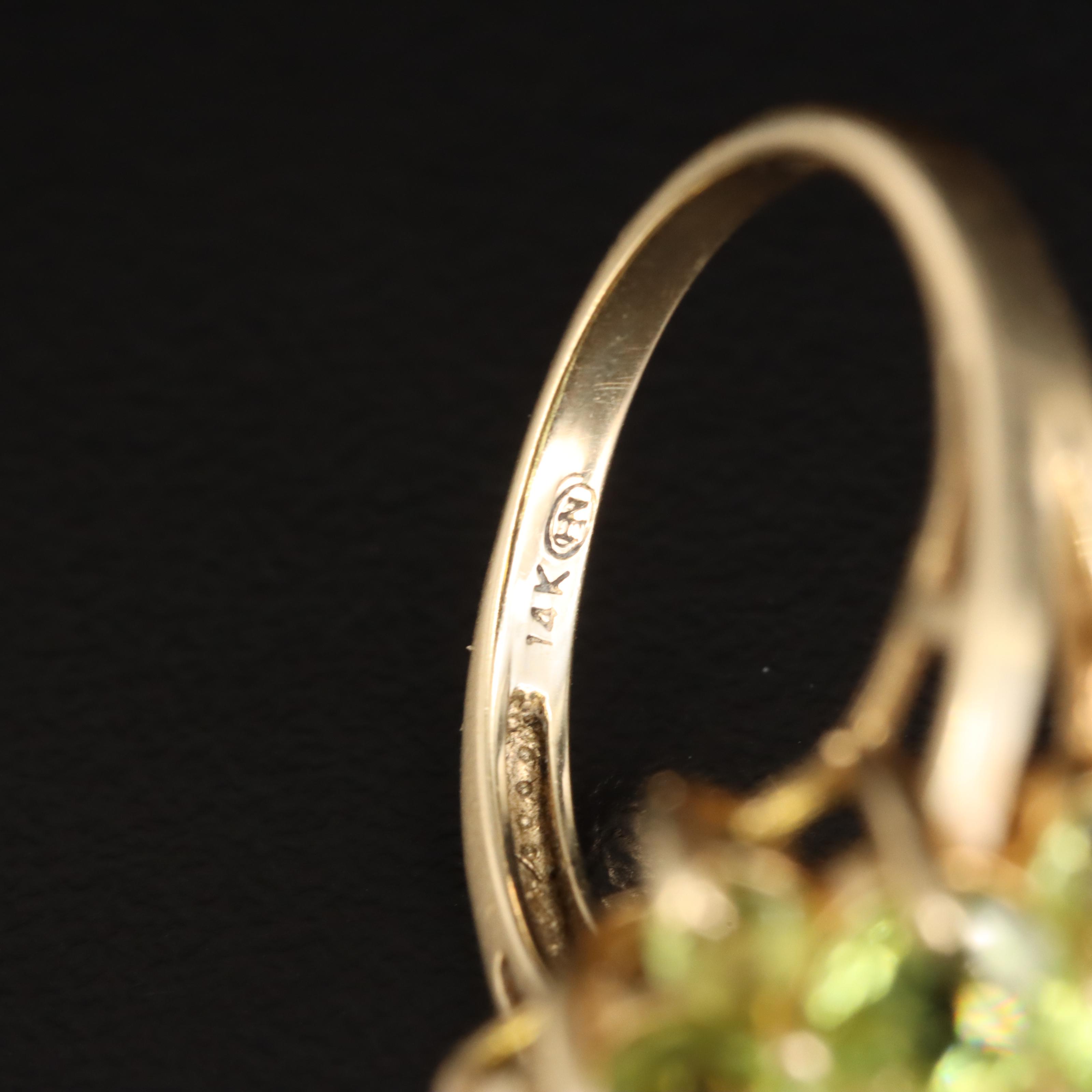 14K Peridot Flower Ring