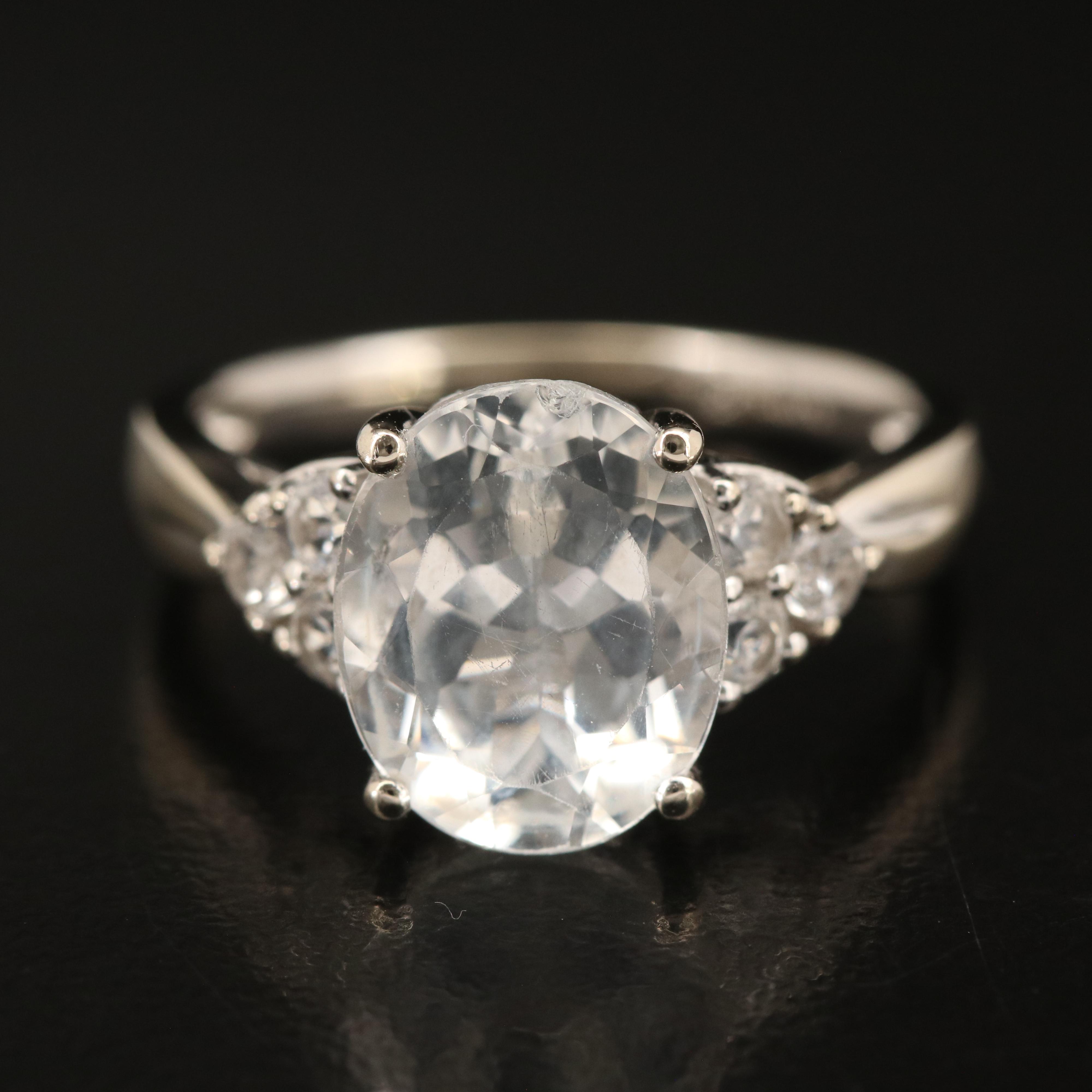 14K Sky Blue and White Topaz Ring