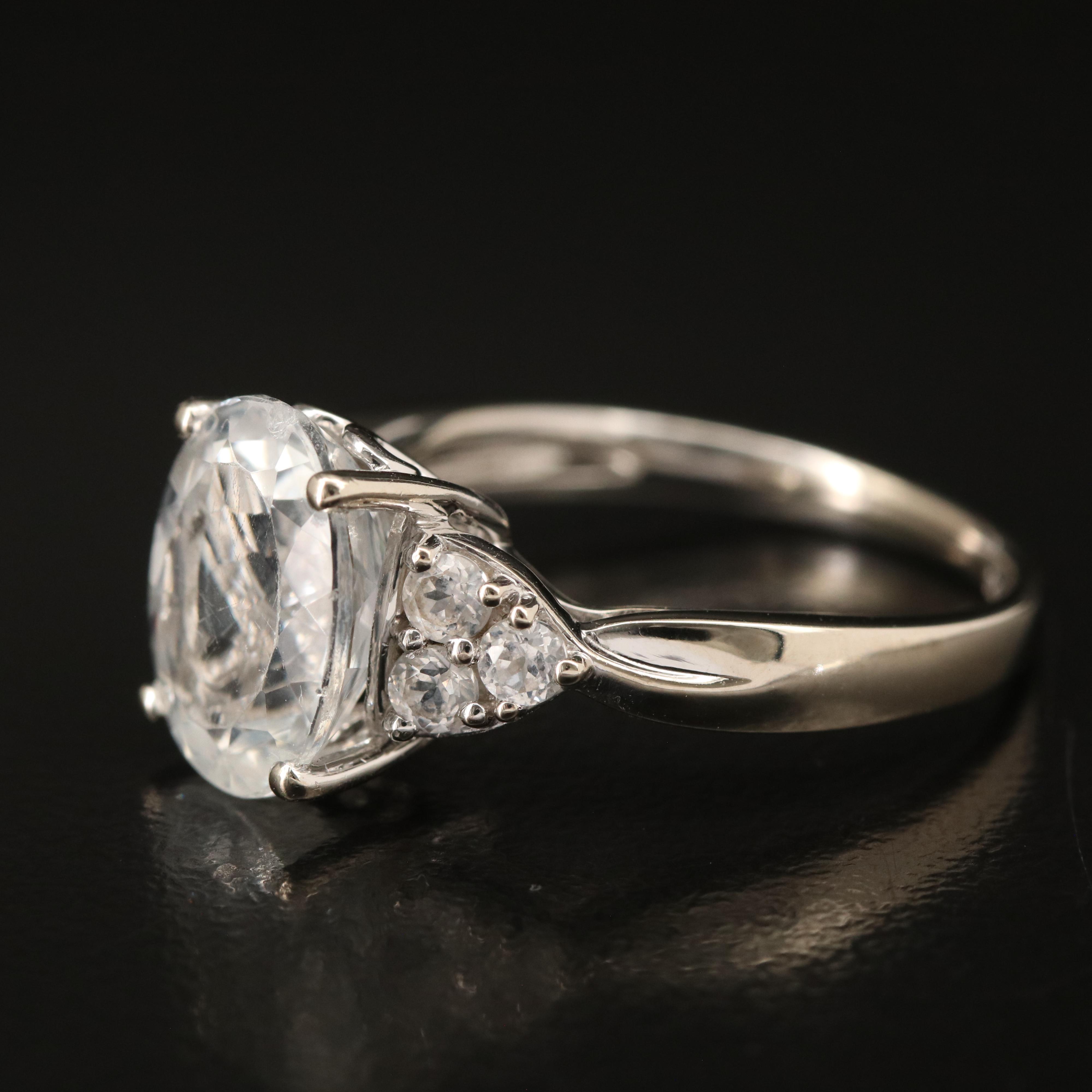 14K Sky Blue and White Topaz Ring