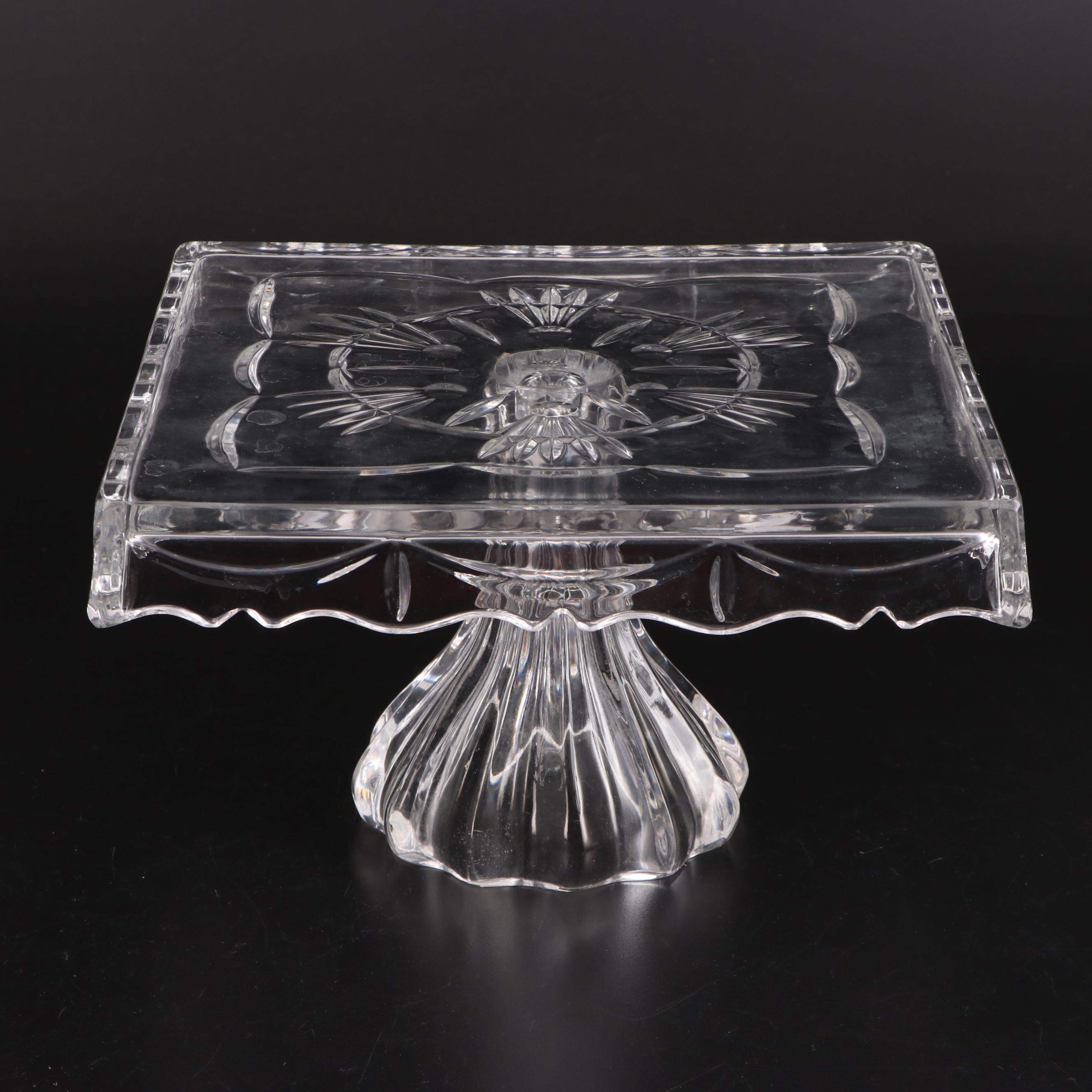 Shannon Crystal Scallop Design Cake Plates and Other Glass Dessert Plates