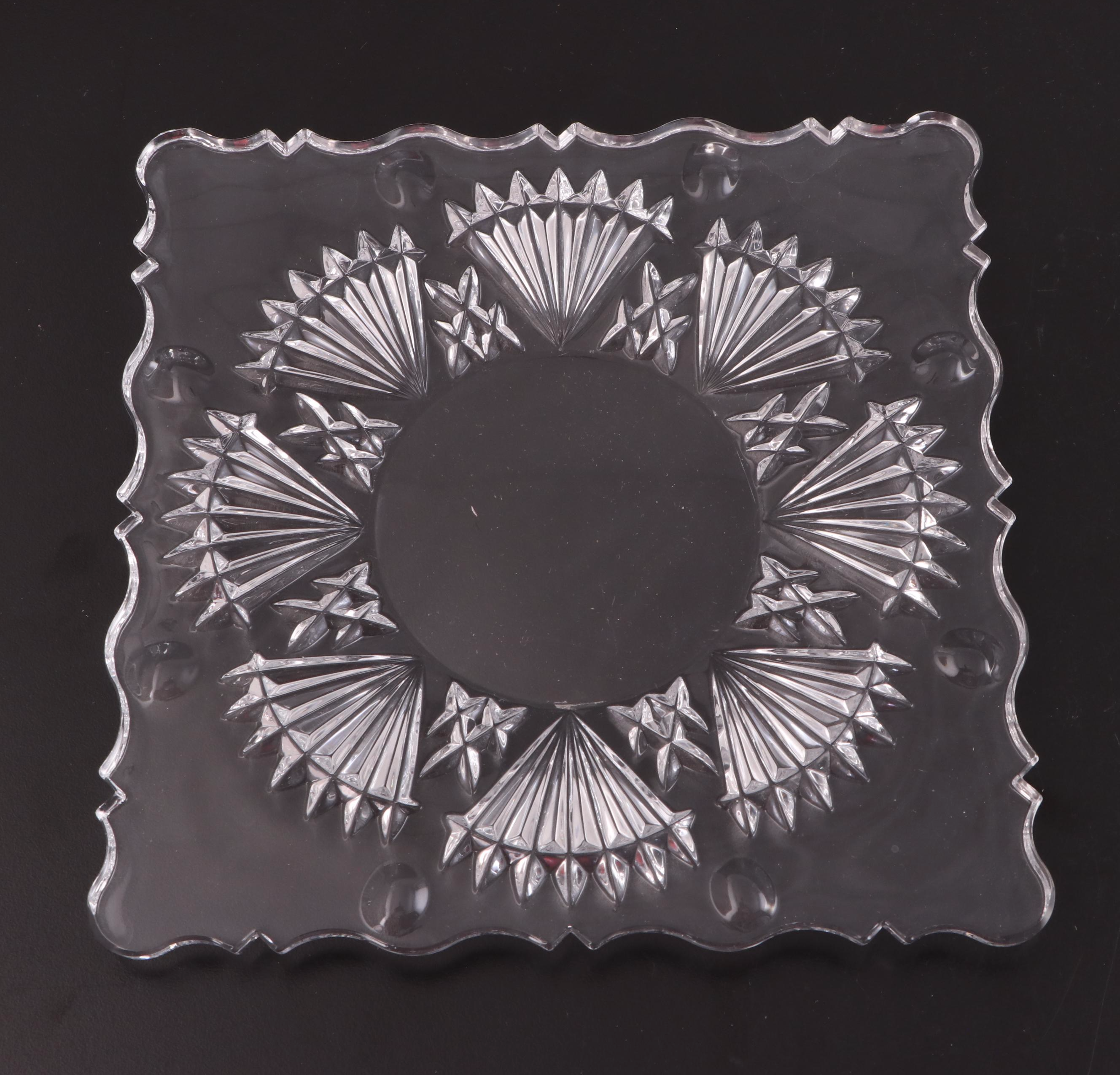 Shannon Crystal Scallop Design Cake Plates and Other Glass Dessert Plates