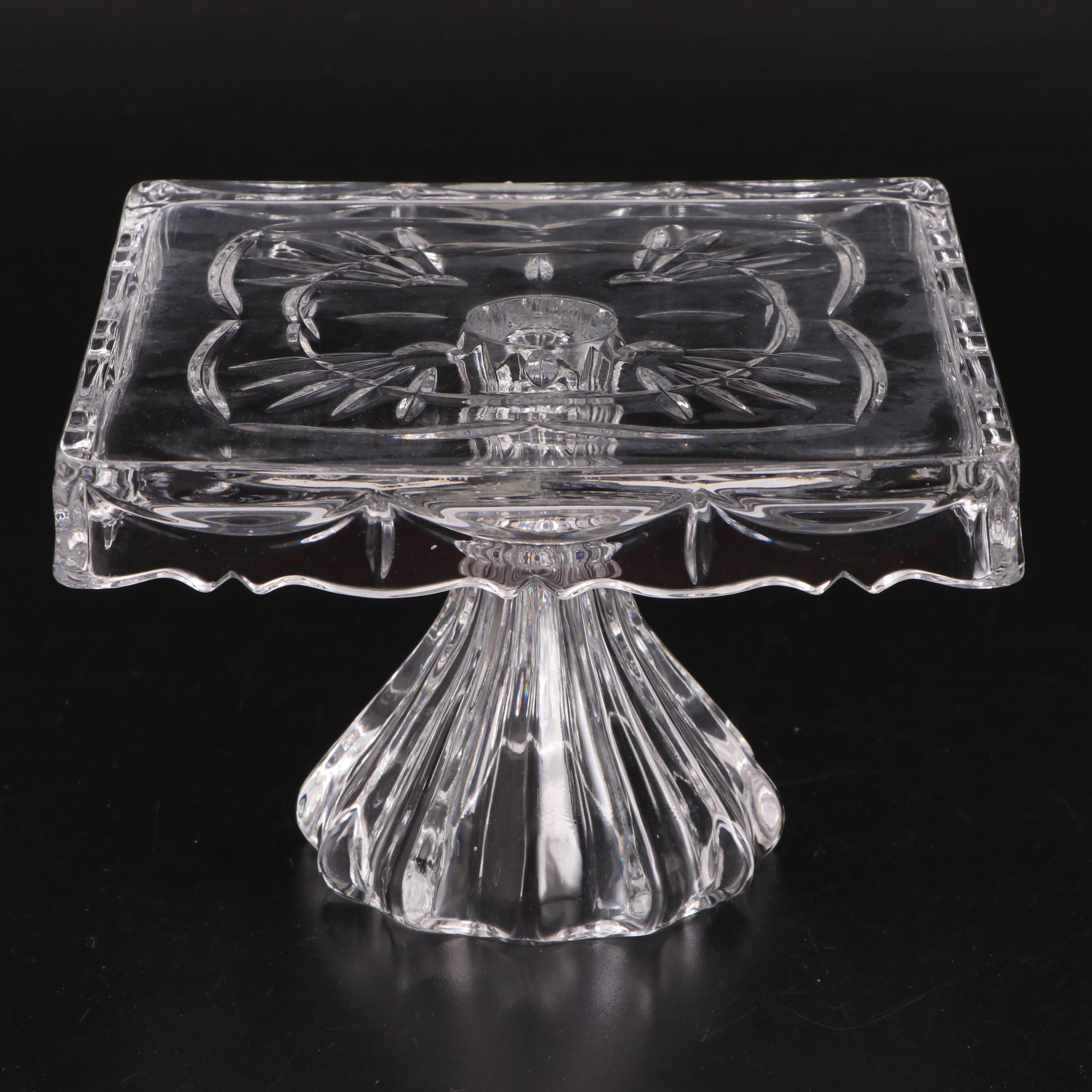 Shannon Crystal Scallop Design Cake Plates and Other Glass Dessert Plates
