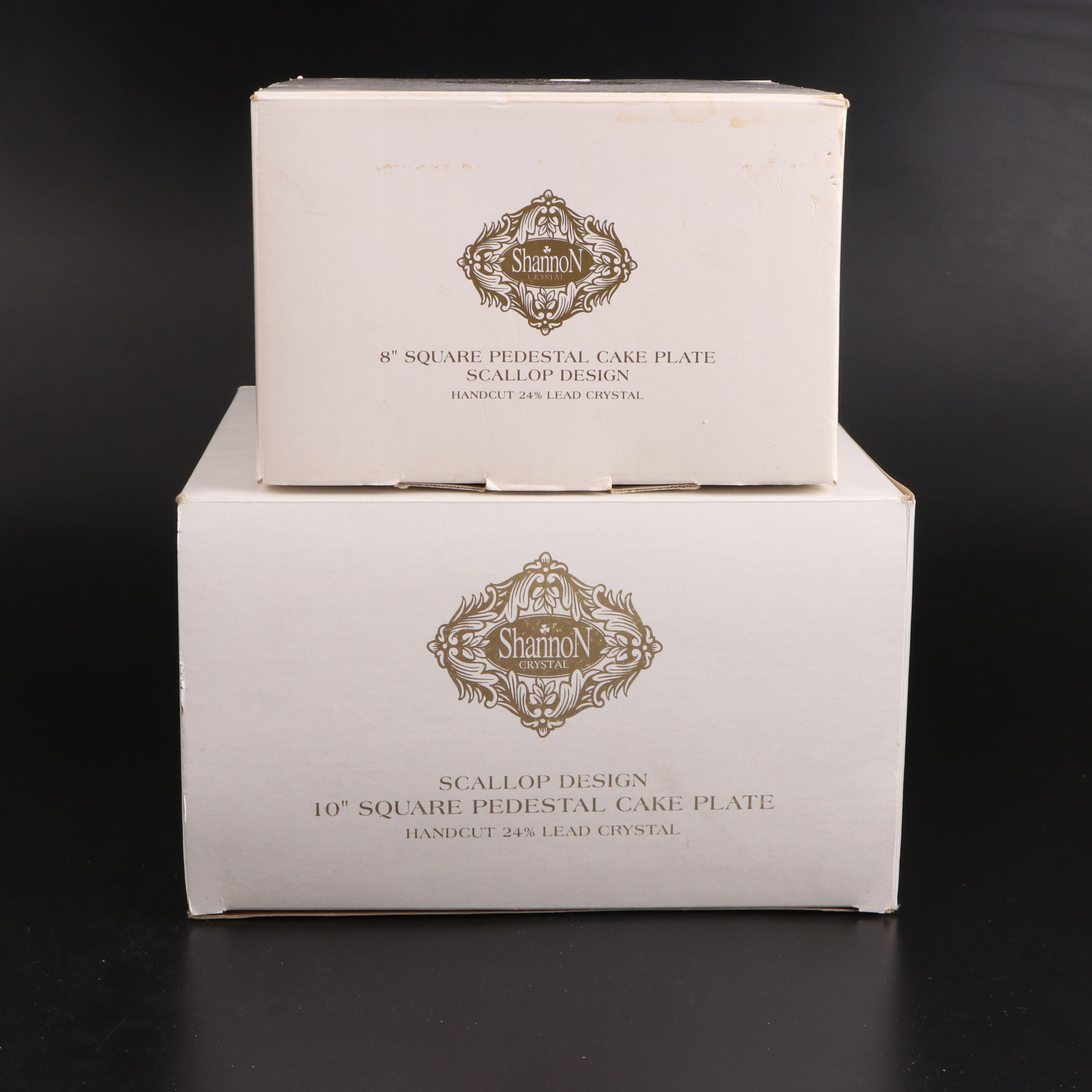 Shannon Crystal Scallop Design Cake Plates and Other Glass Dessert Plates