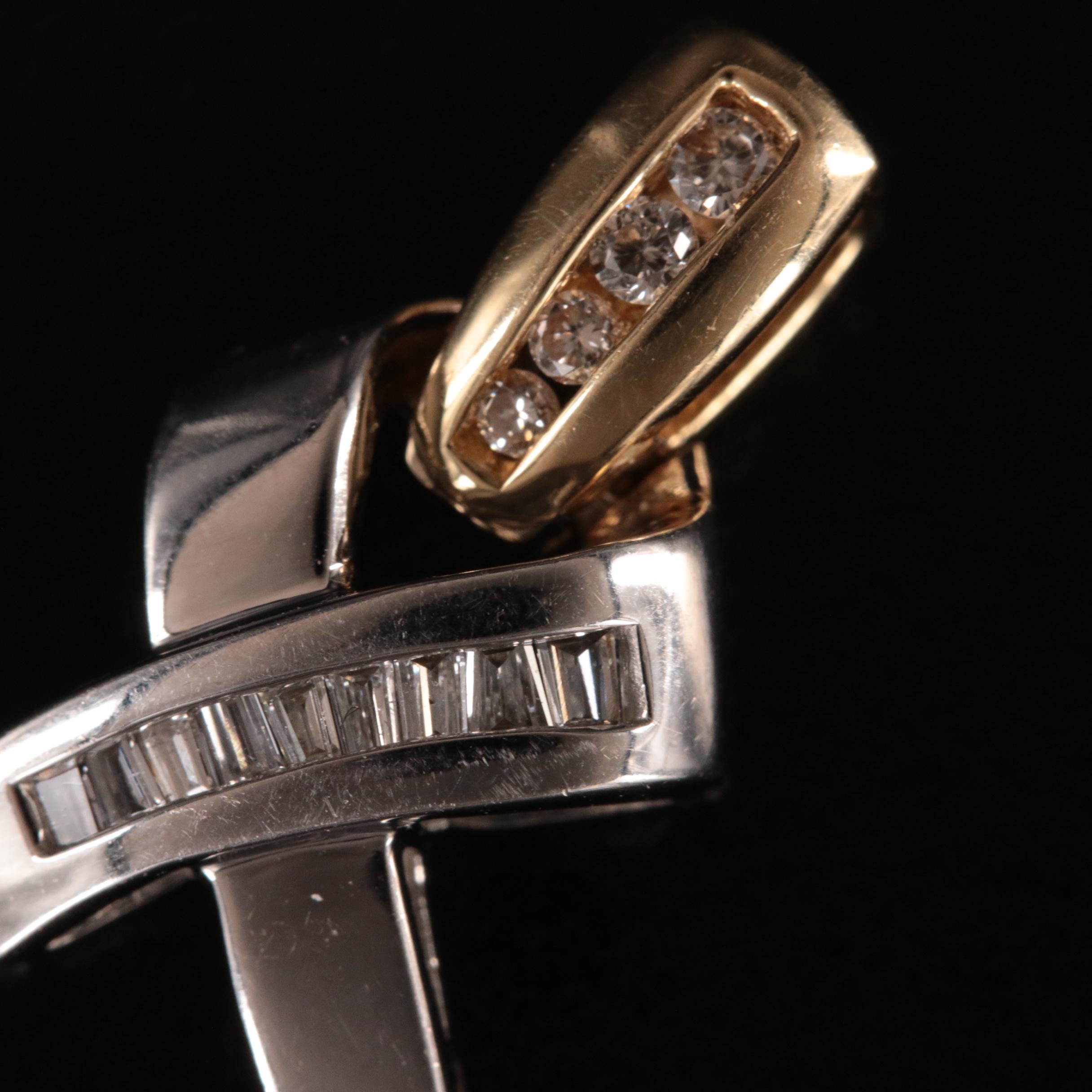 14K Diamond Two-Tone Crossover Pendant