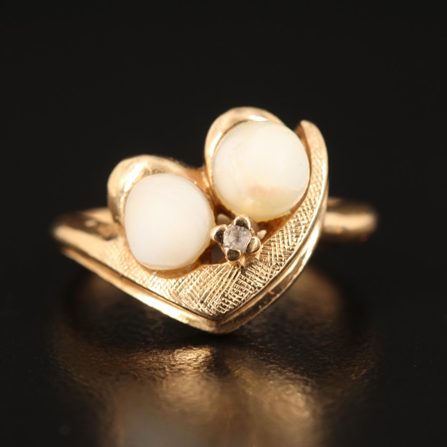 14K Pearl and Spinel Ring